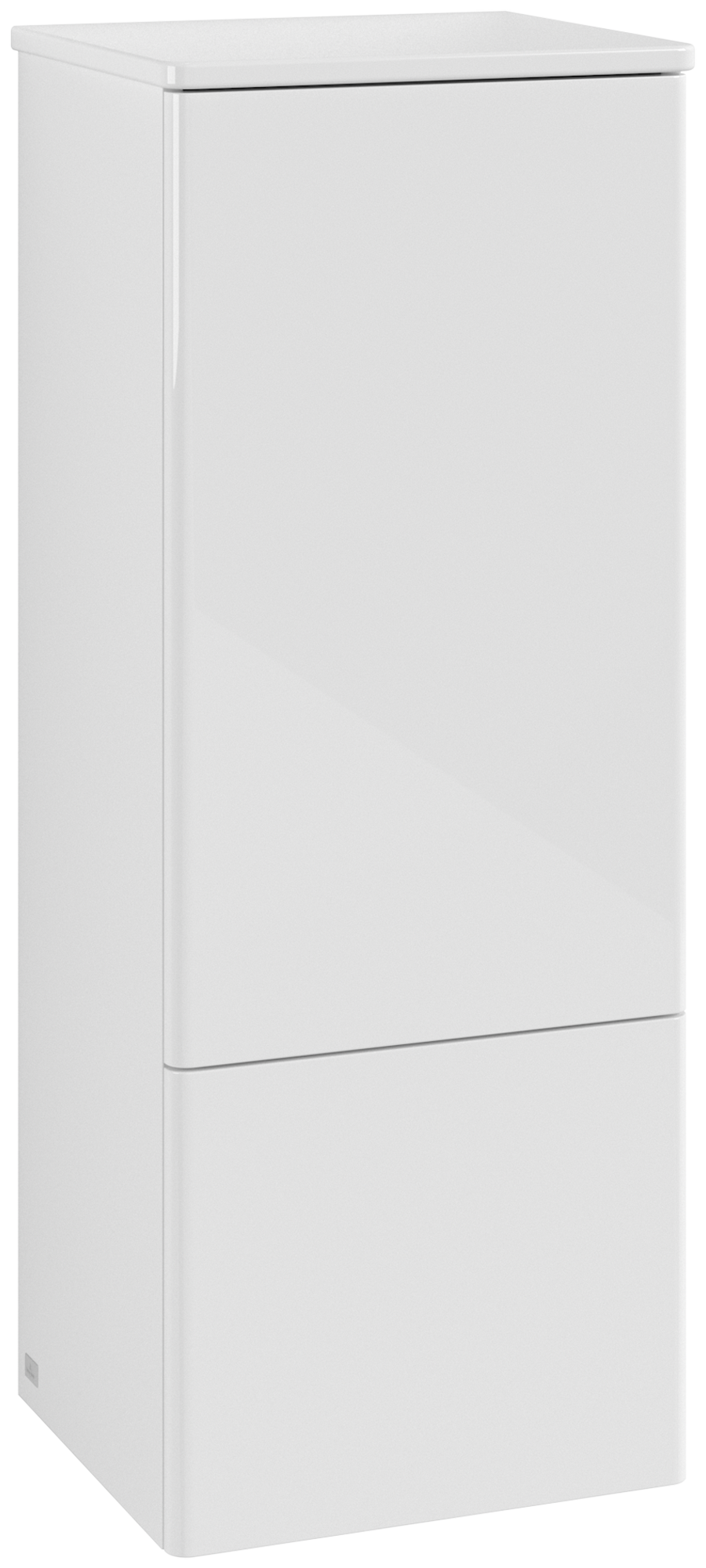 Villeroy & Boch Antao Medium-height cabinet, with lighting, 1 door, 414x1039x356mm, Front without structure, Body: Glossy White Lacquer, Front: Glossy White Lacquer, Cover plate: Glossy White Lacquer