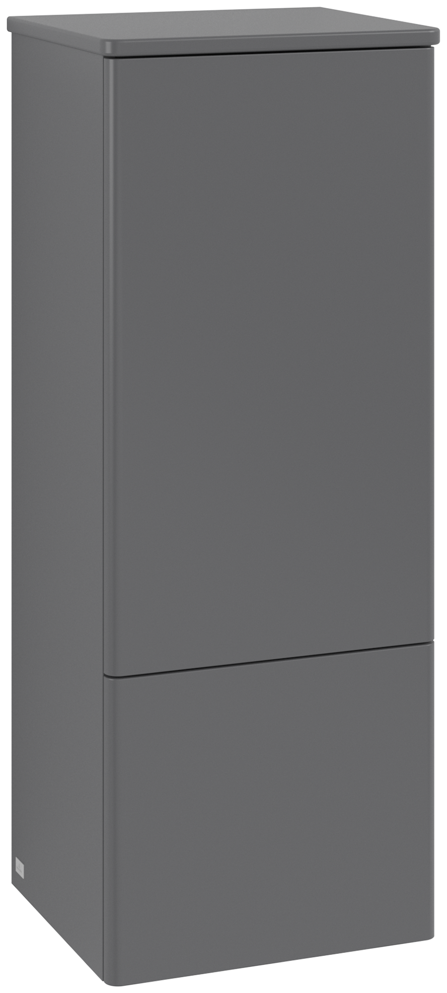 Villeroy & Boch Antao Medium-height cabinet, with lighting, 1 door, 414x1039x356mm, Front without structure, Body: Anthracite Matt Lacquer, Front: Anthracite Matt Lacquer, Cover plate: Anthracite Matt Lacquer