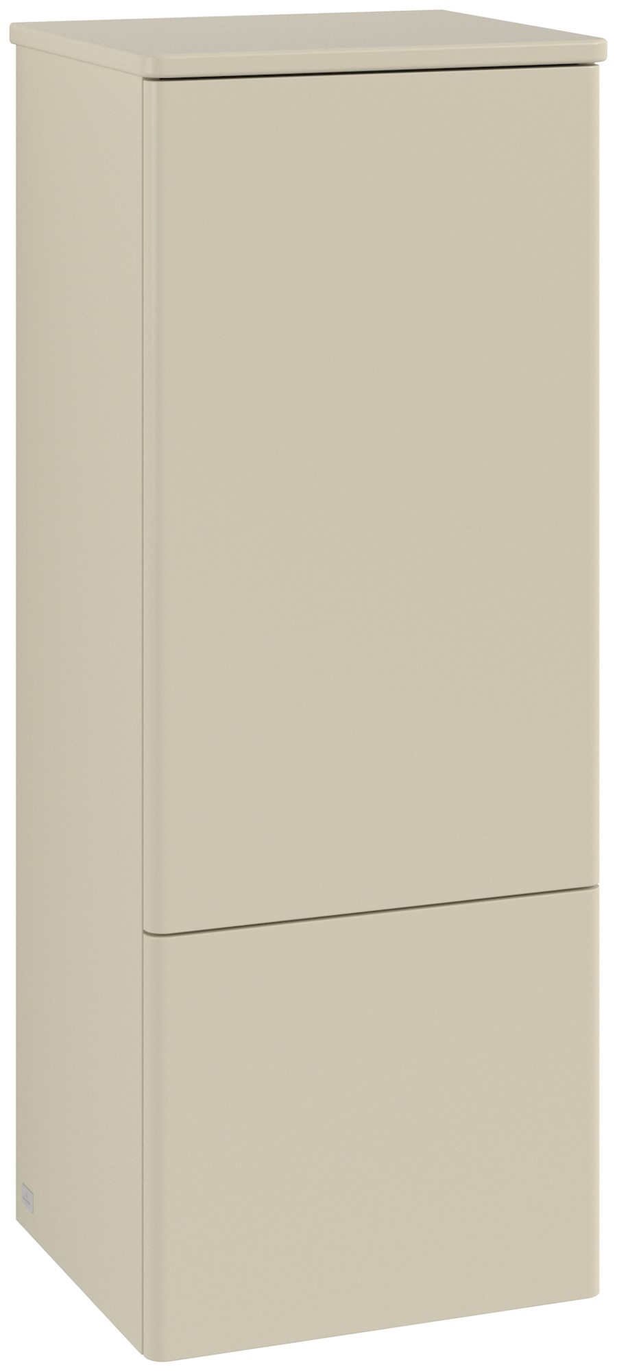 Villeroy & Boch Antao Armario de mediana altura, con iluminación, 1 puerta, 414x1039x356mm, sin textura granulada en la parte delantera, Cuerpo: Silk Grey Matt Lacquer, Frontal: Silk Grey Matt Lacquer, Placa de cubierta: Silk Grey Matt Lacquer