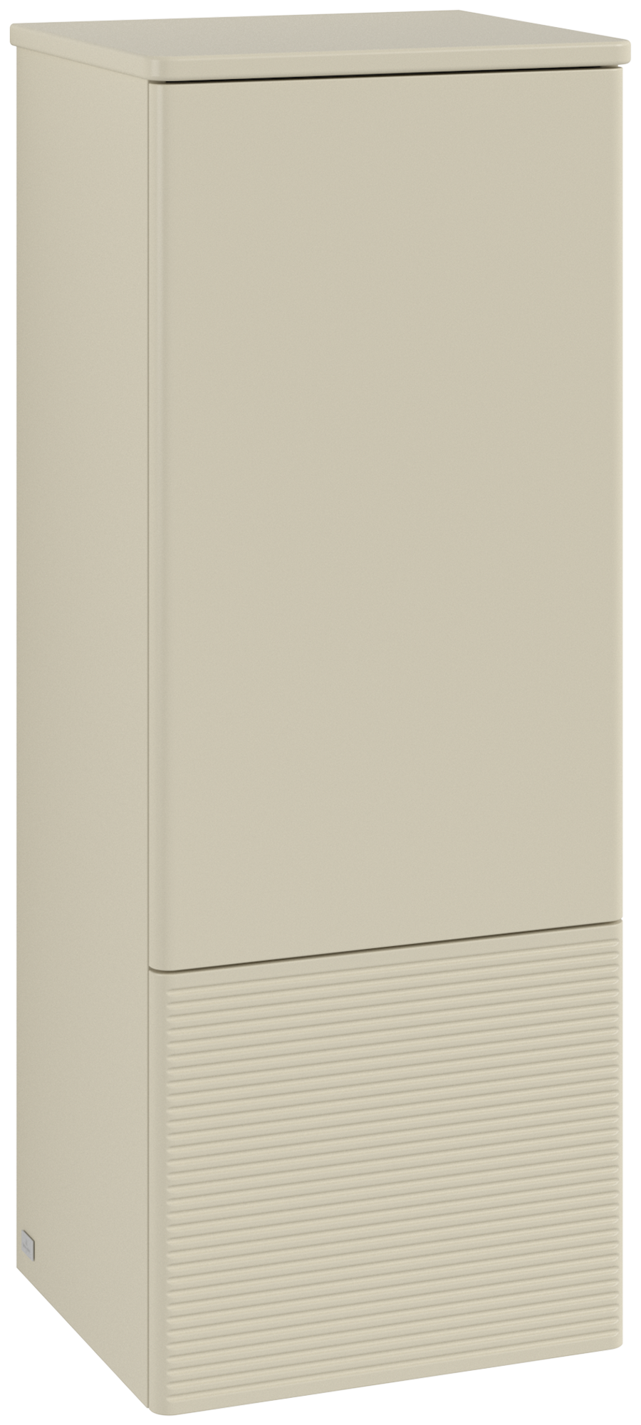 Villeroy & Boch Antao Medium-height cabinet, with lighting, 1 door, 414x1039x356mm, Front with grain texture, Body: Silk Grey Matt Lacquer, Front: Silk Grey Matt Lacquer, Cover plate: Silk Grey Matt Lacquer