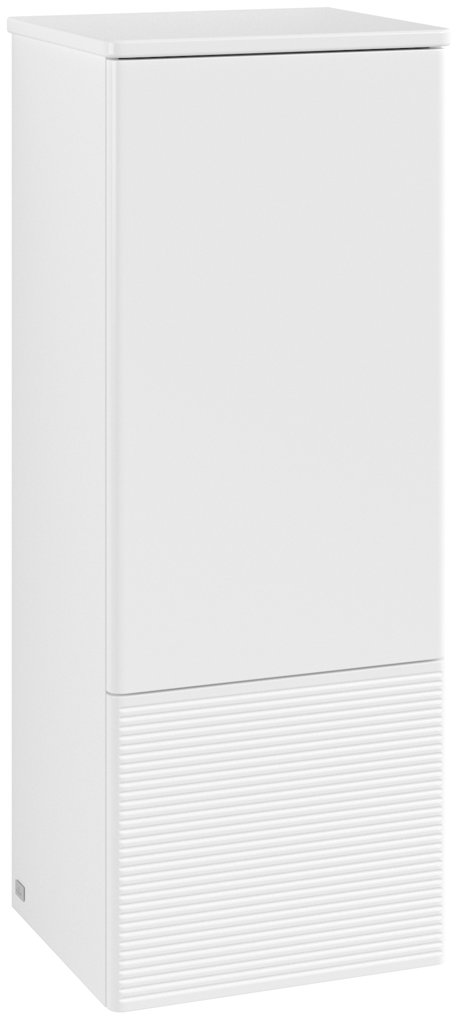 Villeroy & Boch Antao Armario de mediana altura, con iluminación, 1 puerta, 414x1039x356mm, Frontal con textura granulosa, Cuerpo: White Matt Lacquer, Frontal: White Matt Lacquer, Placa de cubierta: White Matt Lacquer
