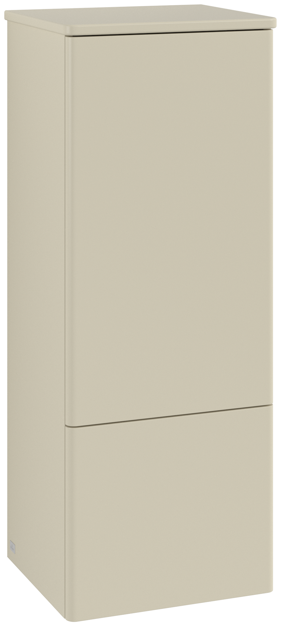 Villeroy & Boch Antao Middenkast, met verlichting, 1 deur, 414x1039x356mm, front zonder structuur, Corpus: Silk Grey Matt Lacquer, Front: Silk Grey Matt Lacquer, Afdekplaat: Silk Grey Matt Lacquer