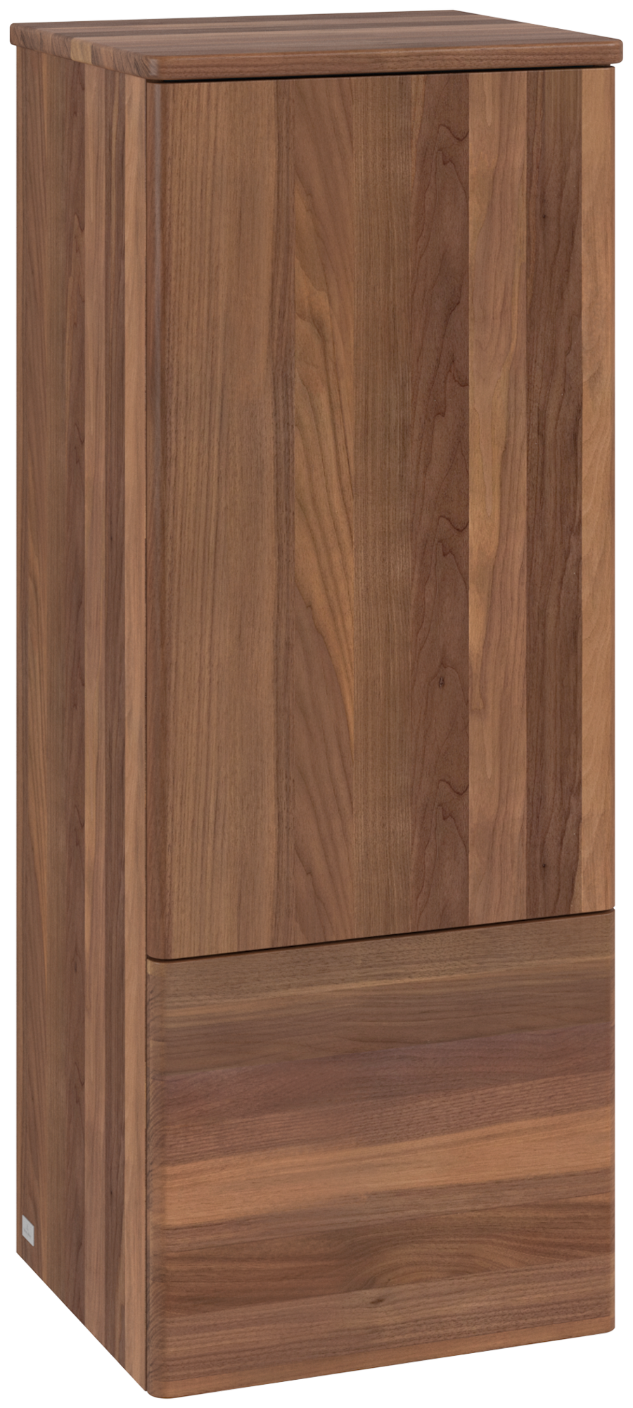 Villeroy & Boch Antao Medium-height cabinet, with lighting, 1 door, 414x1039x356mm, Front without structure, Body: Warm Walnut, Front: Warm Walnut, Cover plate: Warm Walnut