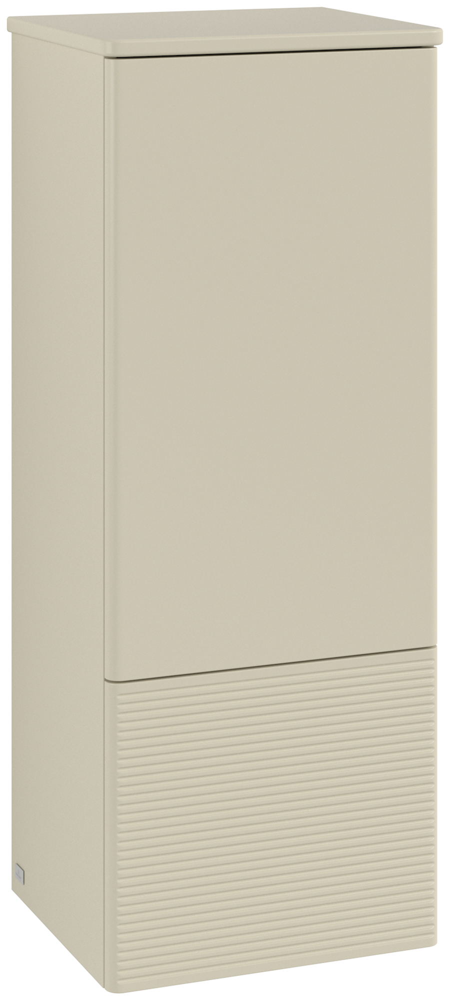 Villeroy & Boch Antao Middenkast, met verlichting, 1 deur, 414x1039x356mm, front met structuur, Corpus: Silk Grey Matt Lacquer, Front: Silk Grey Matt Lacquer, Afdekplaat: Silk Grey Matt Lacquer