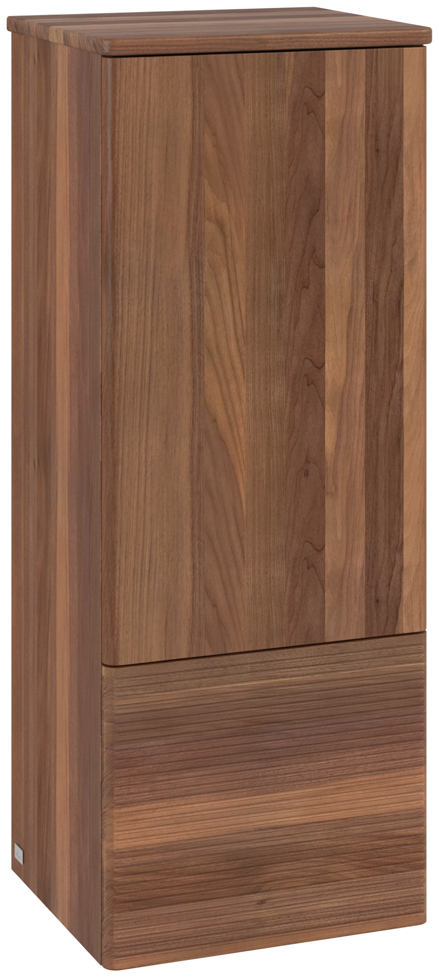 Villeroy & Boch Antao Medium-height cabinet, with lighting, 1 door, 414x1039x356mm, Front with grain texture, Body: Warm Walnut, Front: Warm Walnut, Cover plate: Warm Walnut