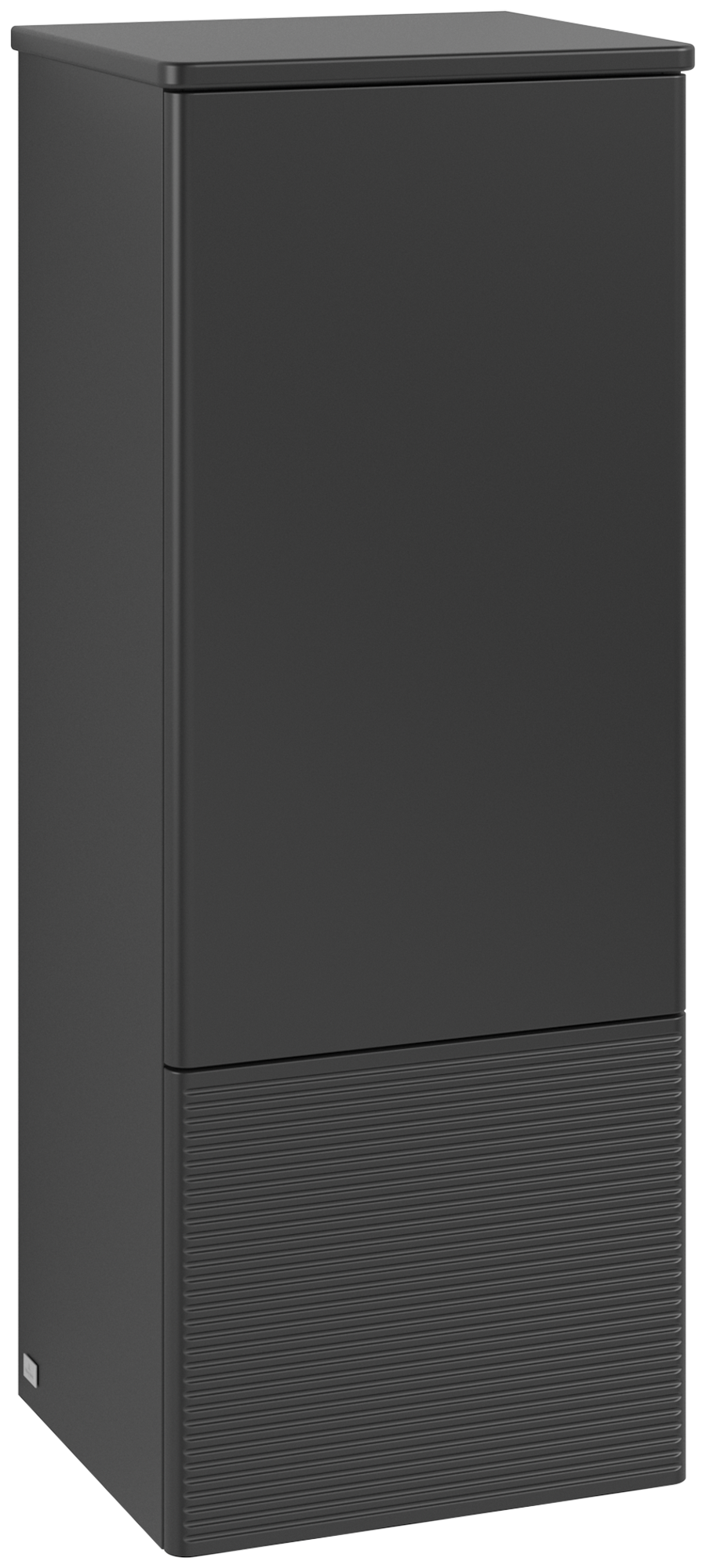 Villeroy & Boch Antao Mittelschrank, mit Beleuchtung, 1 Tür, 414x1039x356mm, Front mit Struktur, Korpus: Black Matt Lacquer, Front: Black Matt Lacquer, Abdeckplatte: Black Matt Lacquer