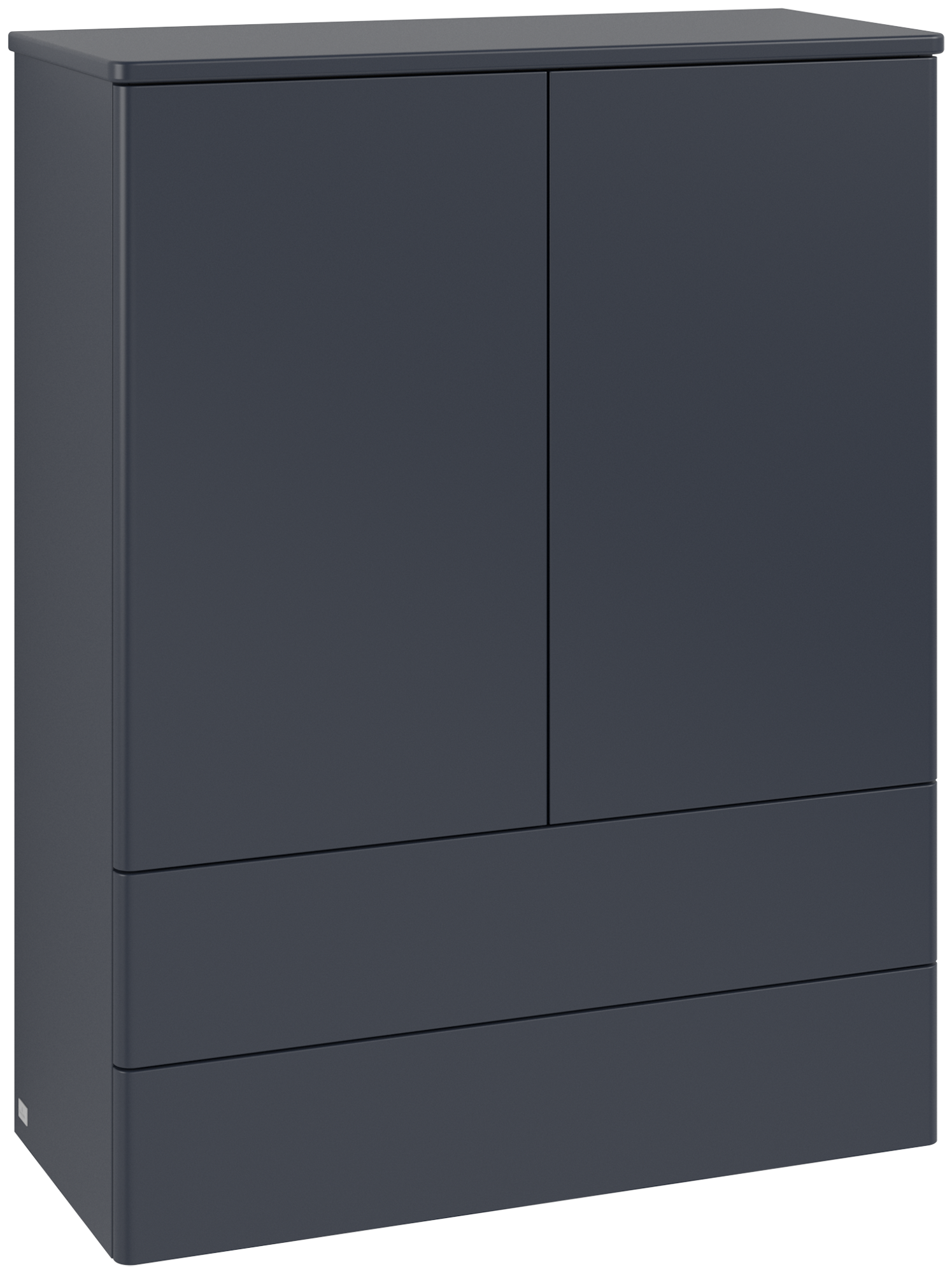 Villeroy & Boch Antao Highboard, with lighting, 2 doors, 814x1039x356mm, Front without structure, Body: Midnight Blue Matt Lacquer, Front: Midnight Blue Matt Lacquer, Cover plate: Midnight Blue Matt Lacquer