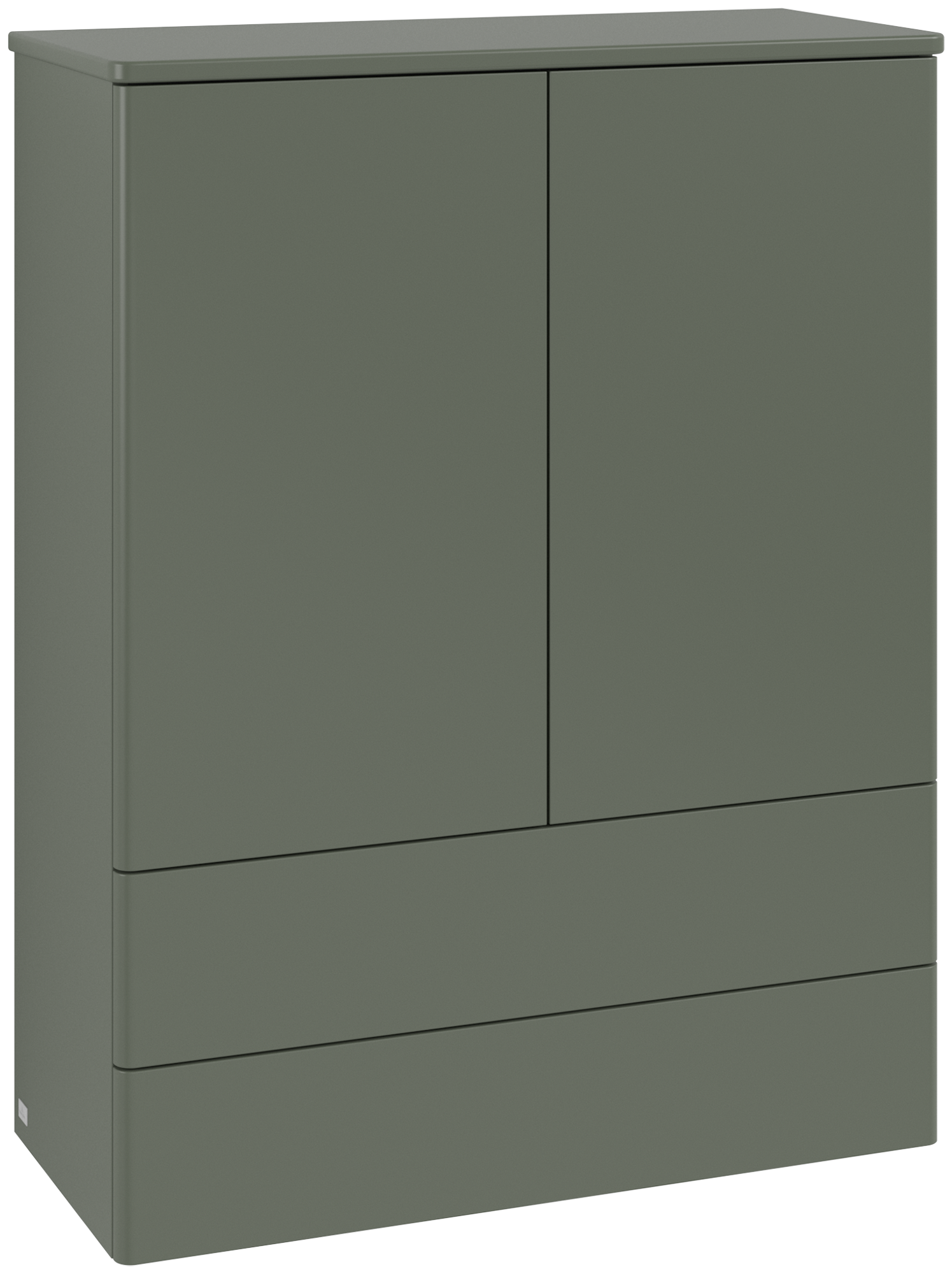 Villeroy & Boch Antao Highboard, mit Beleuchtung, 2 Türen, 814x1039x356mm, Front ohne Struktur, Korpus: Leaf Green Matt Lacquer, Front: Leaf Green Matt Lacquer, Abdeckplatte: Leaf Green Matt Lacquer