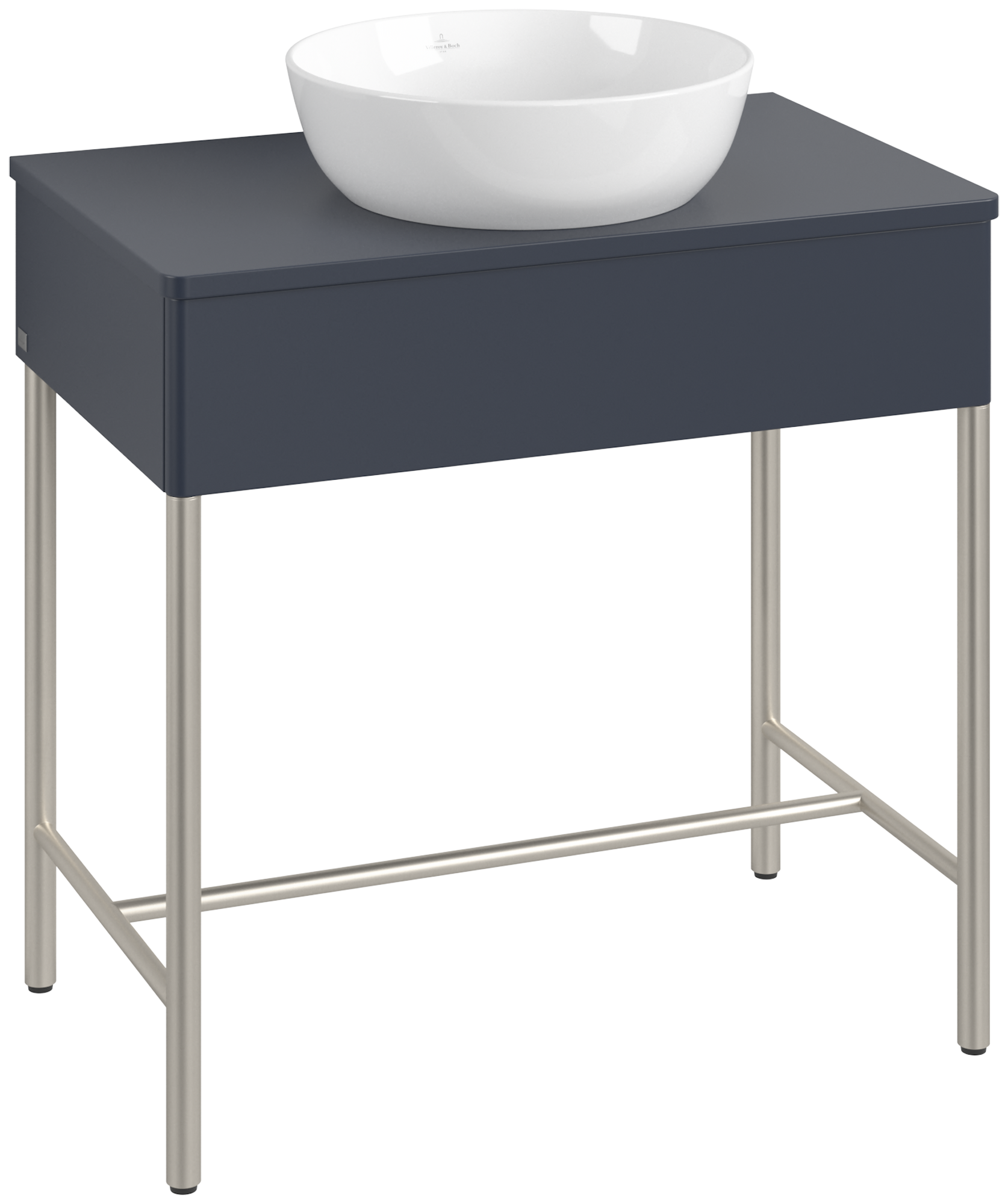 Villeroy & Boch Artis Waschbeckenunterschrank mit Metallgestell, 1 tiroir sur rails, Caisson: Midnight Blue Matt Lacquer, Façade: Midnight Blue Matt Lacquer