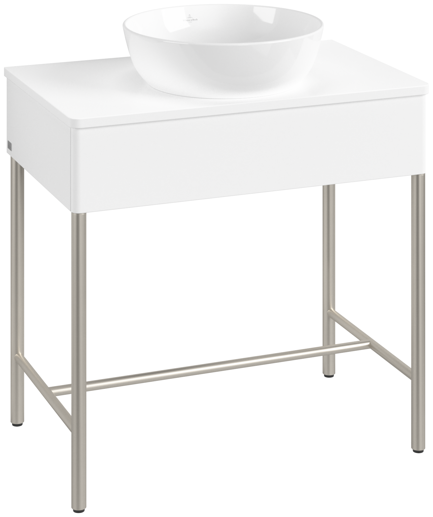 Villeroy & Boch Artis Waschbeckenunterschrank mit Metallgestell, 1 pull-out compartment, Body: White Matt Lacquer, Front: White Matt Lacquer