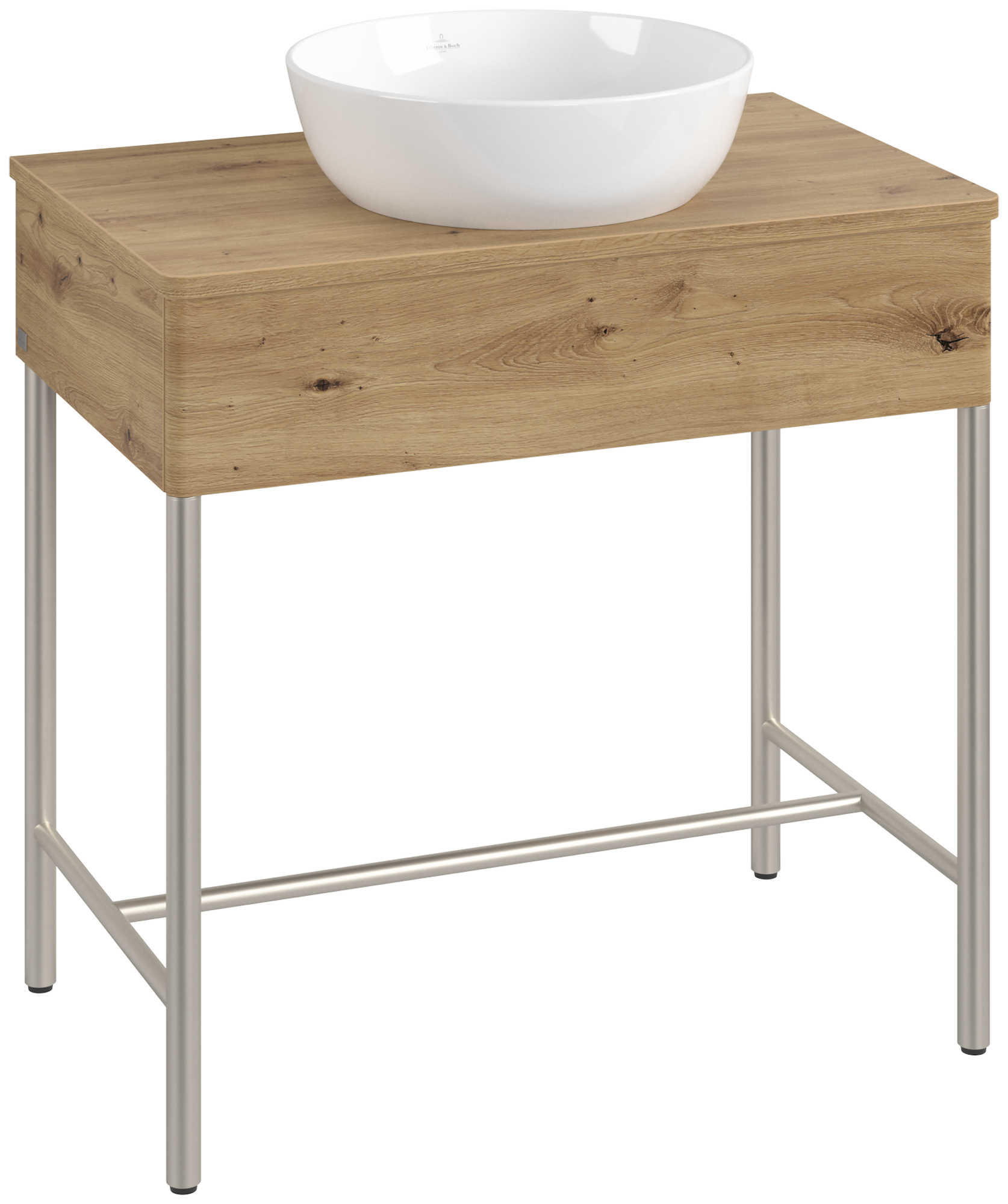 Villeroy & Boch Artis Waschbeckenunterschrank mit Metallgestell, 1 tiroir sur rails, Caisson: Oak Natural Touch, Façade: Oak Natural Touch