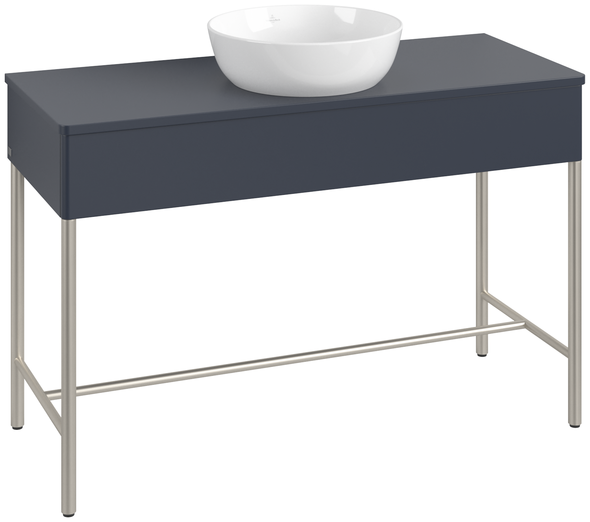 Villeroy & Boch Artis Waschbeckenunterschrank mit Metallgestell, 1 tiroir sur rails, Caisson: Midnight Blue Matt Lacquer, Façade: Midnight Blue Matt Lacquer