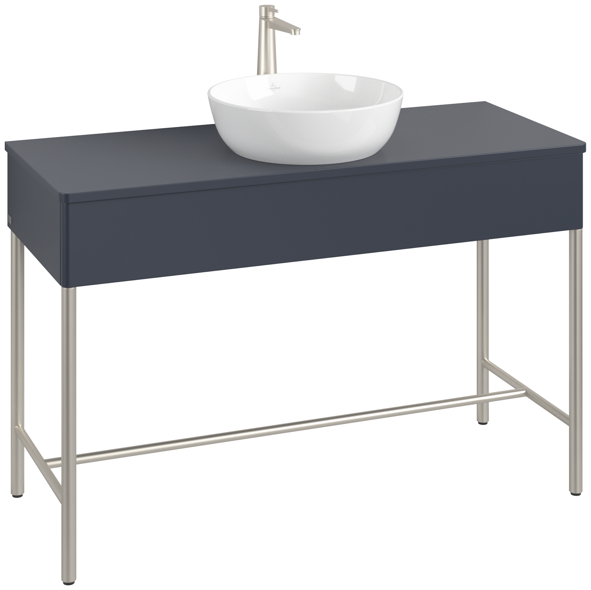 Villeroy & Boch Artis Waschbeckenunterschrank mit Metallgestell, 1 tiroir sur rails, Caisson: Midnight Blue Matt Lacquer, Façade: Midnight Blue Matt Lacquer