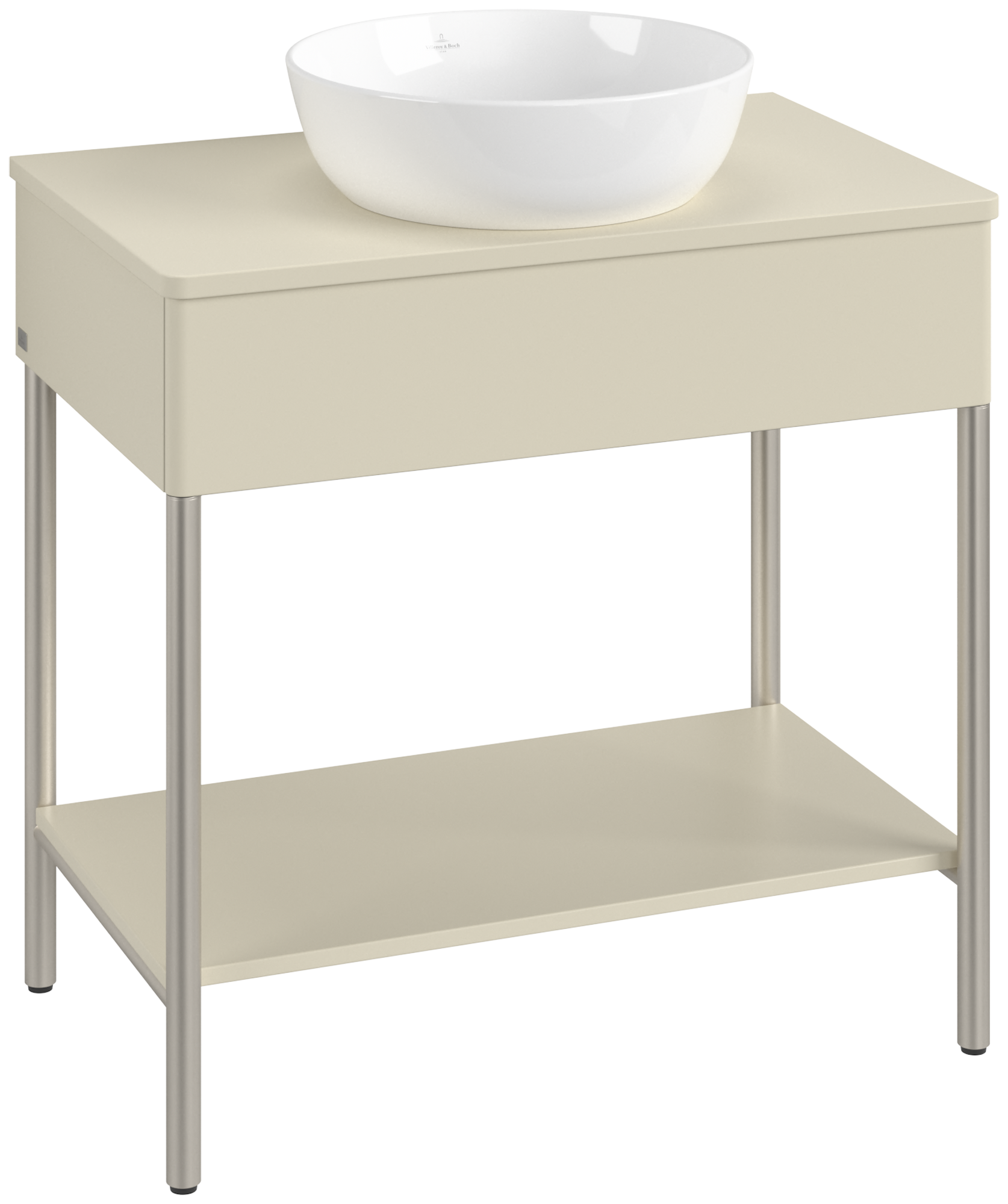 Villeroy & Boch Artis Waschbeckenunterschrank mit Metallgestell, 1 tiroir sur rails, Caisson: Silk Grey Matt Lacquer, Façade: Silk Grey Matt Lacquer