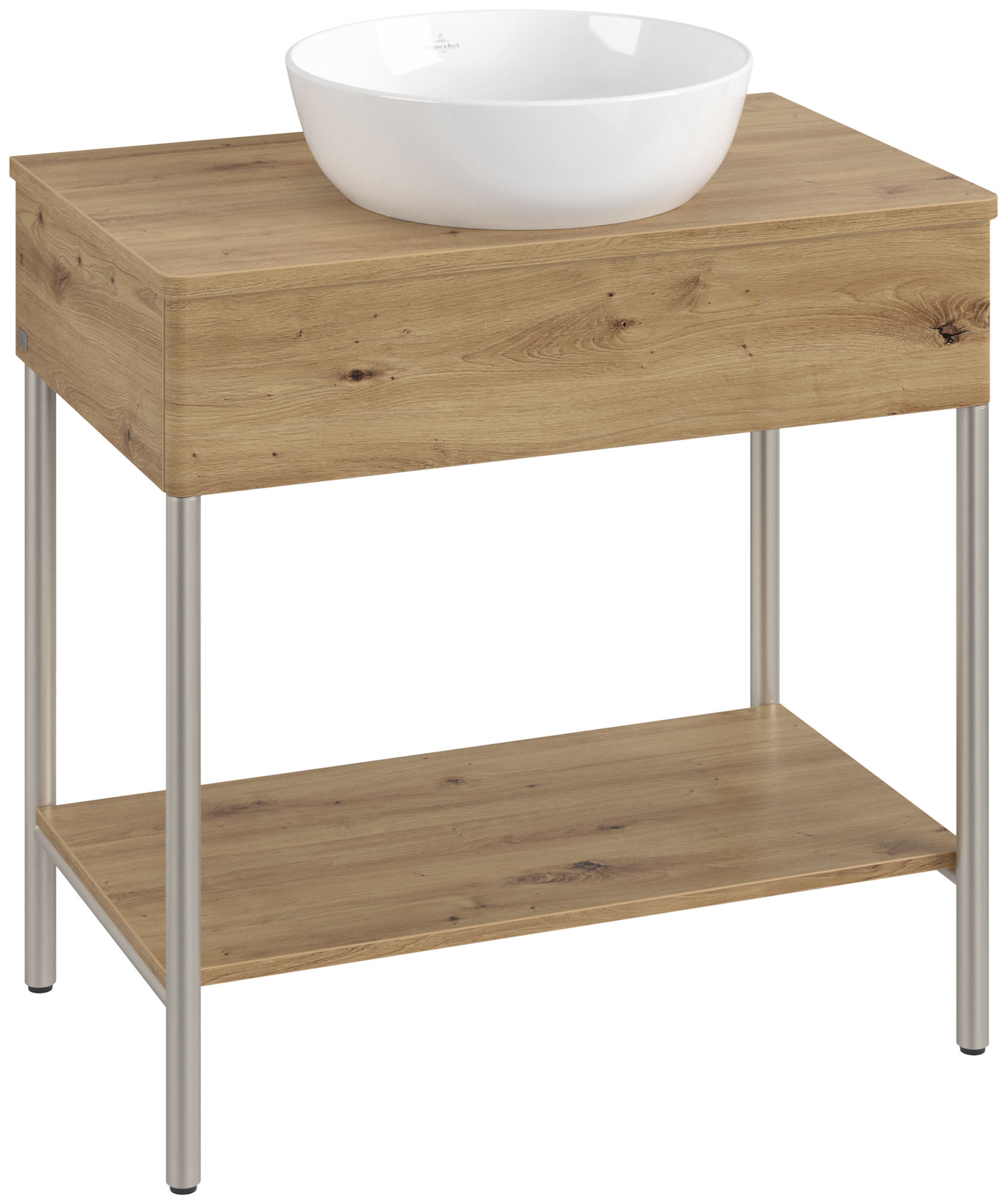 Villeroy & Boch Artis Waschbeckenunterschrank mit Metallgestell, 1 tiroir sur rails, Caisson: Oak Natural Touch, Façade: Oak Natural Touch