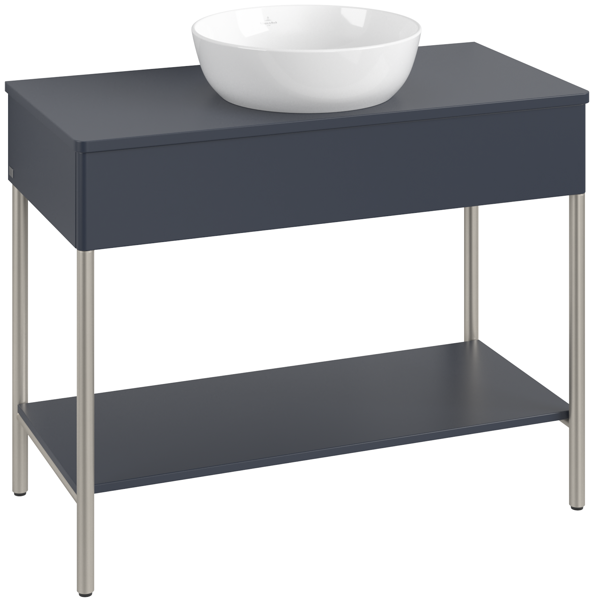 Villeroy & Boch Artis Waschbeckenunterschrank mit Metallgestell, 1 tiroir sur rails, Caisson: Midnight Blue Matt Lacquer, Façade: Midnight Blue Matt Lacquer