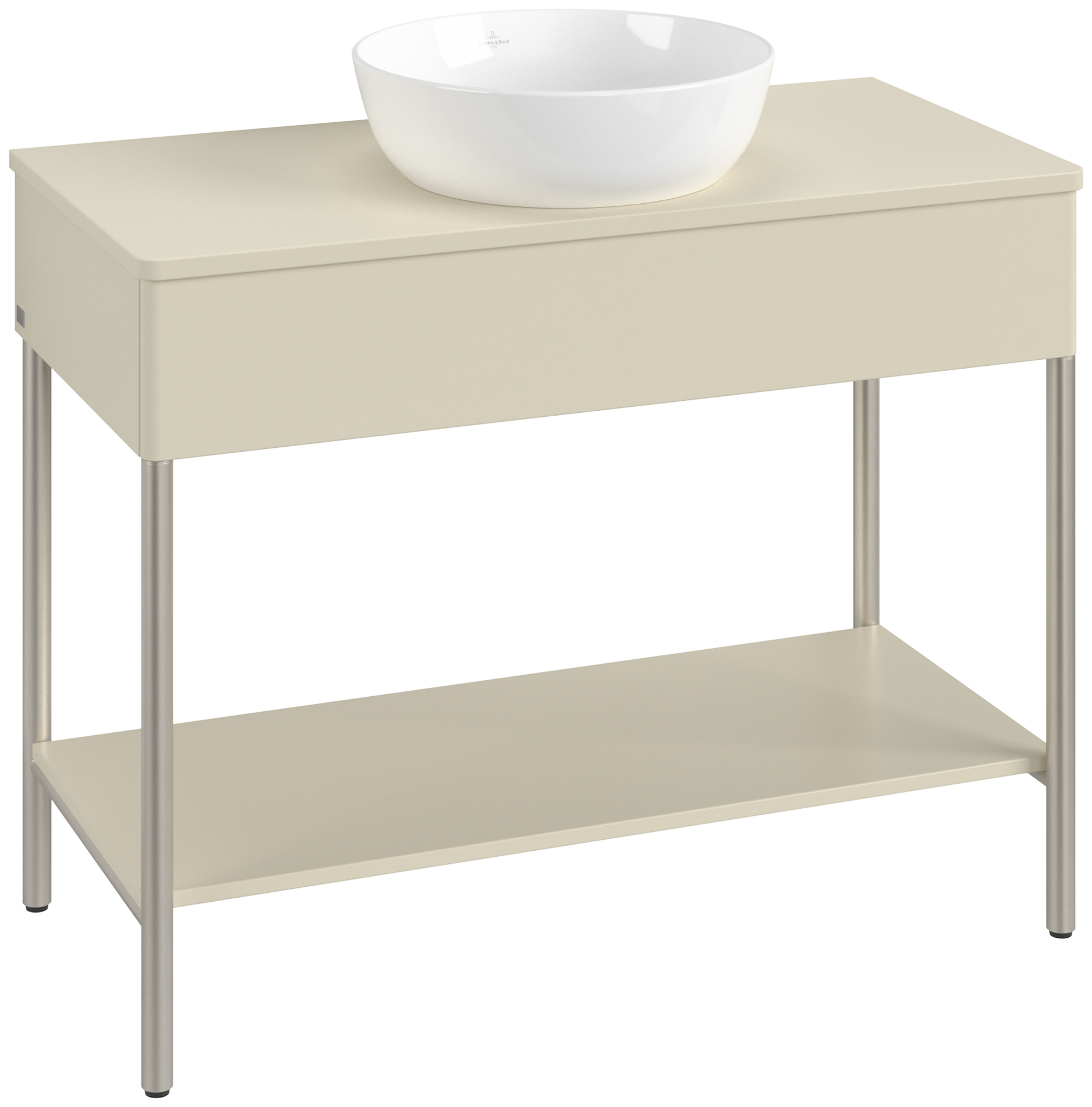 Villeroy & Boch Artis Waschbeckenunterschrank mit Metallgestell, 1 tiroir sur rails, Caisson: Silk Grey Matt Lacquer, Façade: Silk Grey Matt Lacquer