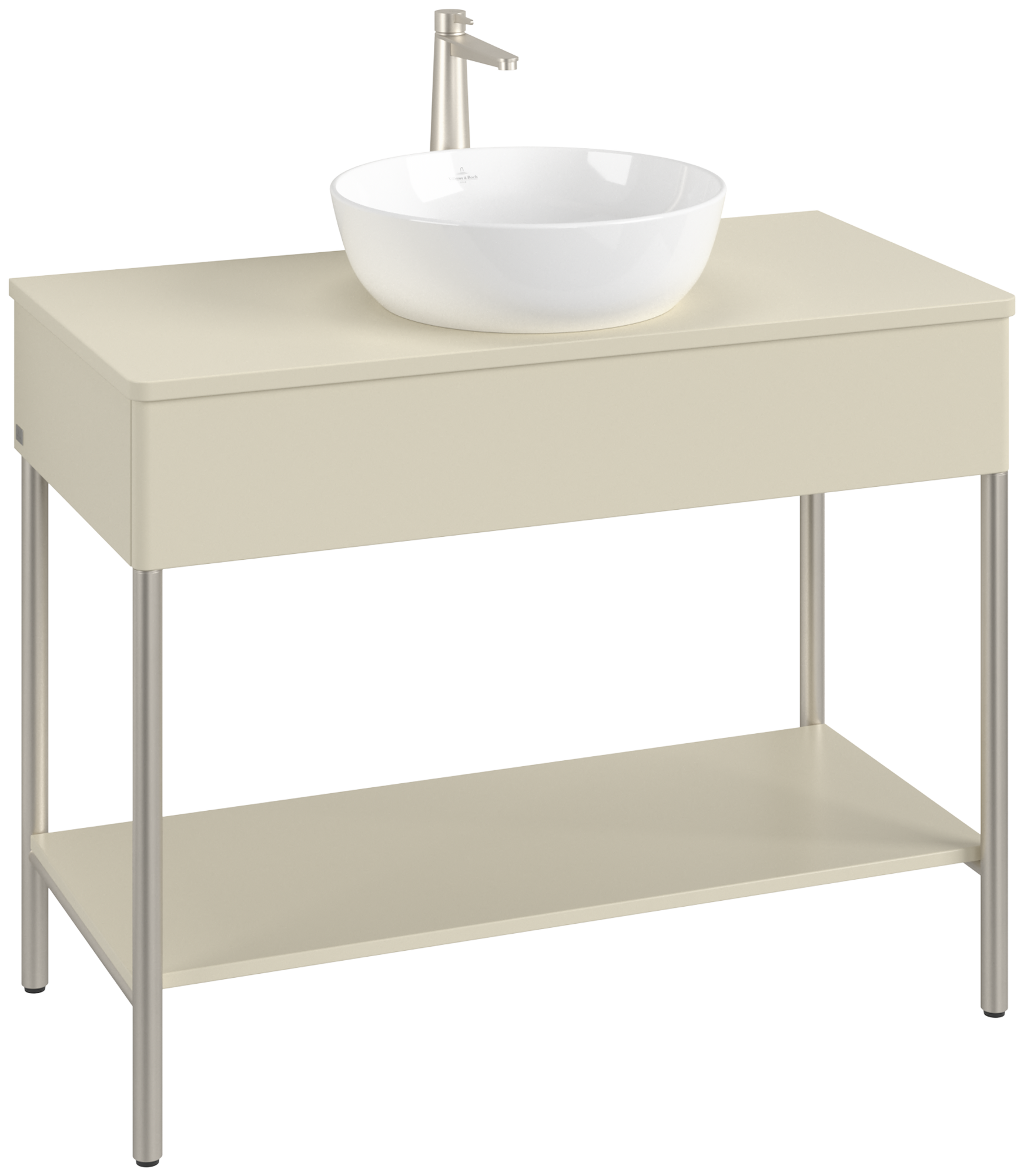 Villeroy & Boch Artis Waschbeckenunterschrank mit Metallgestell, 1 tiroir sur rails, Caisson: Silk Grey Matt Lacquer, Façade: Silk Grey Matt Lacquer