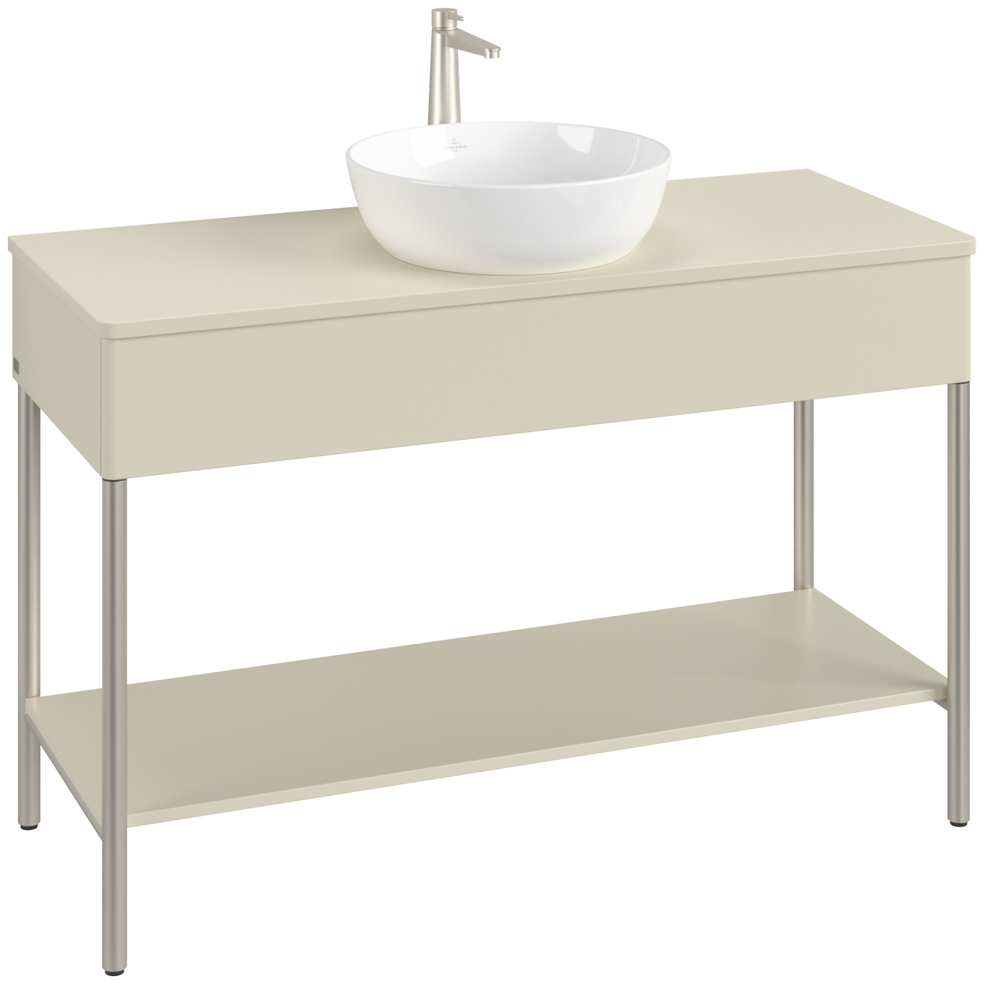 Villeroy & Boch Artis Waschbeckenunterschrank mit Metallgestell, 1 tiroir sur rails, Caisson: Silk Grey Matt Lacquer, Façade: Silk Grey Matt Lacquer