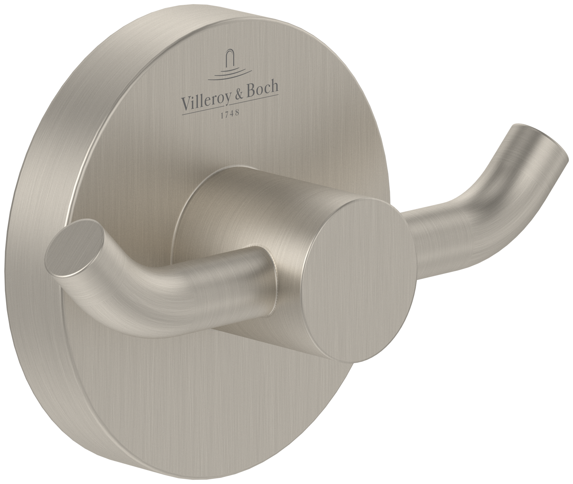 Villeroy & Boch Elements - Tender Crochet double pour serviettes , 76x32x54mm, Brushed Nickel Matt