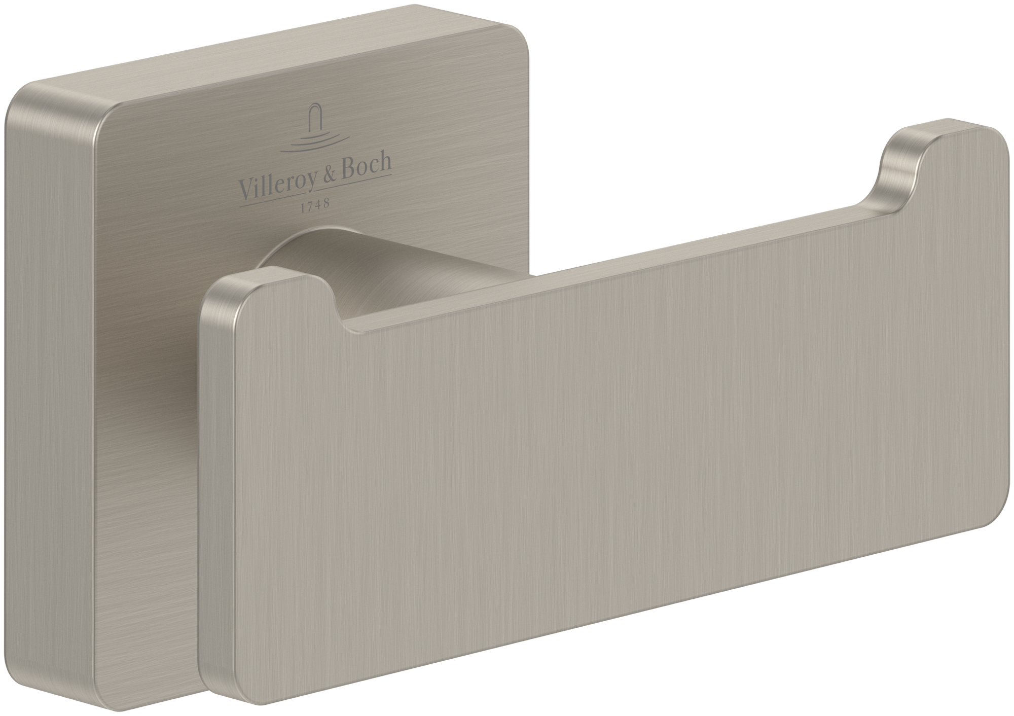 Villeroy & Boch Elements - Striking Doppel-Handtuchhaken, 80x44x45mm, Brushed Nickel Matt