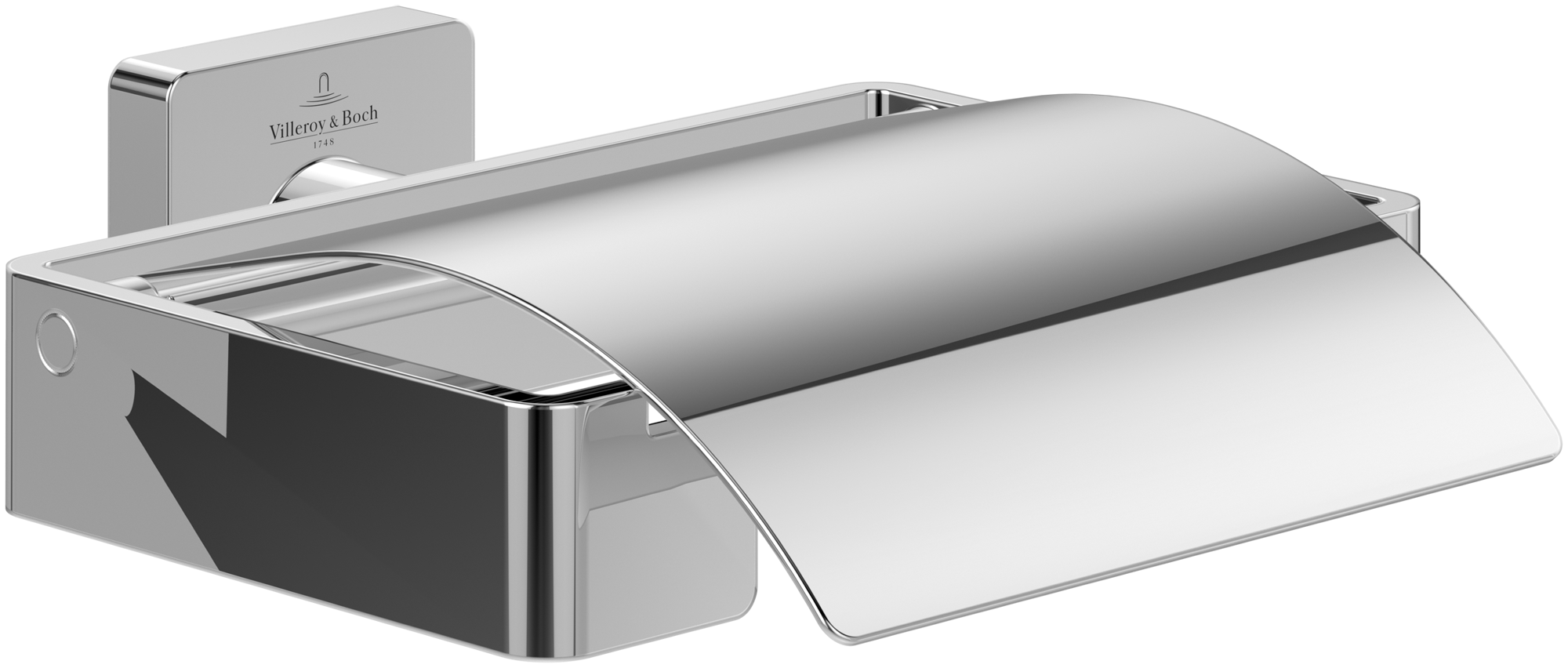 Villeroy & Boch Elements - Striking Toilettenpapierhalter mit Deckel, 131x115x45mm, Chrom