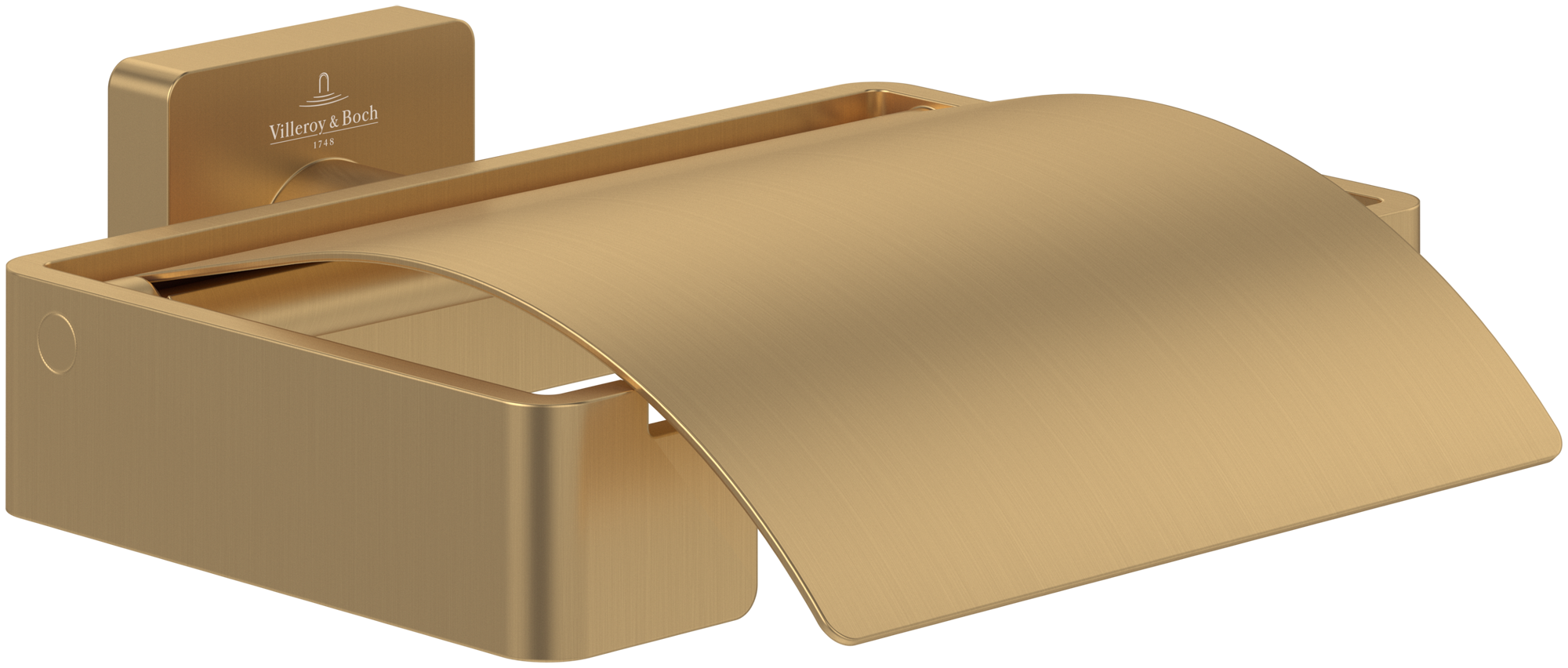 Villeroy & Boch Elements - Striking Toilettenpapierhalter mit Deckel, 131x115x45mm, Brushed Gold