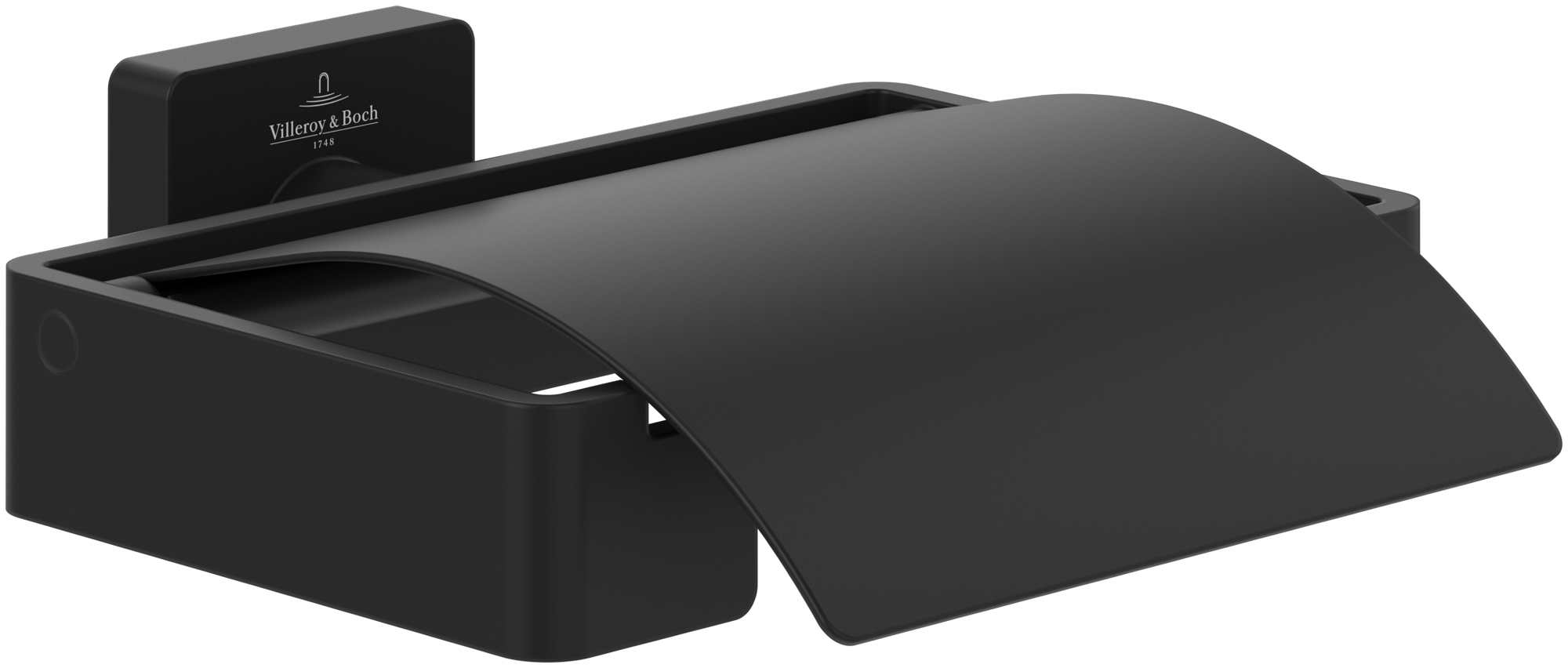 Villeroy & Boch Elements - Striking Toilettenpapierhalter mit Deckel, 131x115x45mm, Matt Black