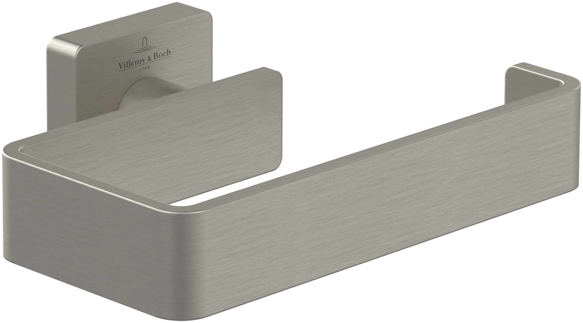 Villeroy & Boch Elements - Striking Toilettenpapierhalter ohne Deckel, 135x93x45mm, Brushed Nickel Matt