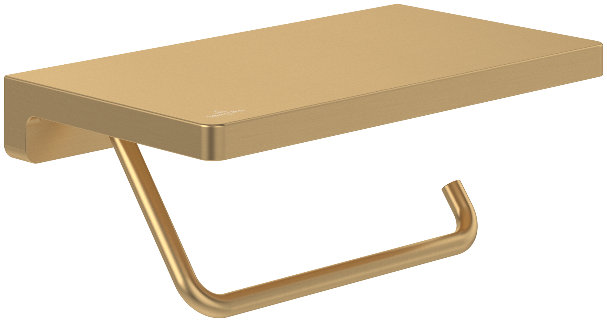 Villeroy & Boch Elements - Striking Dérouleur de papier toilette avec étagère, 200x110x79mm, Brushed Gold
