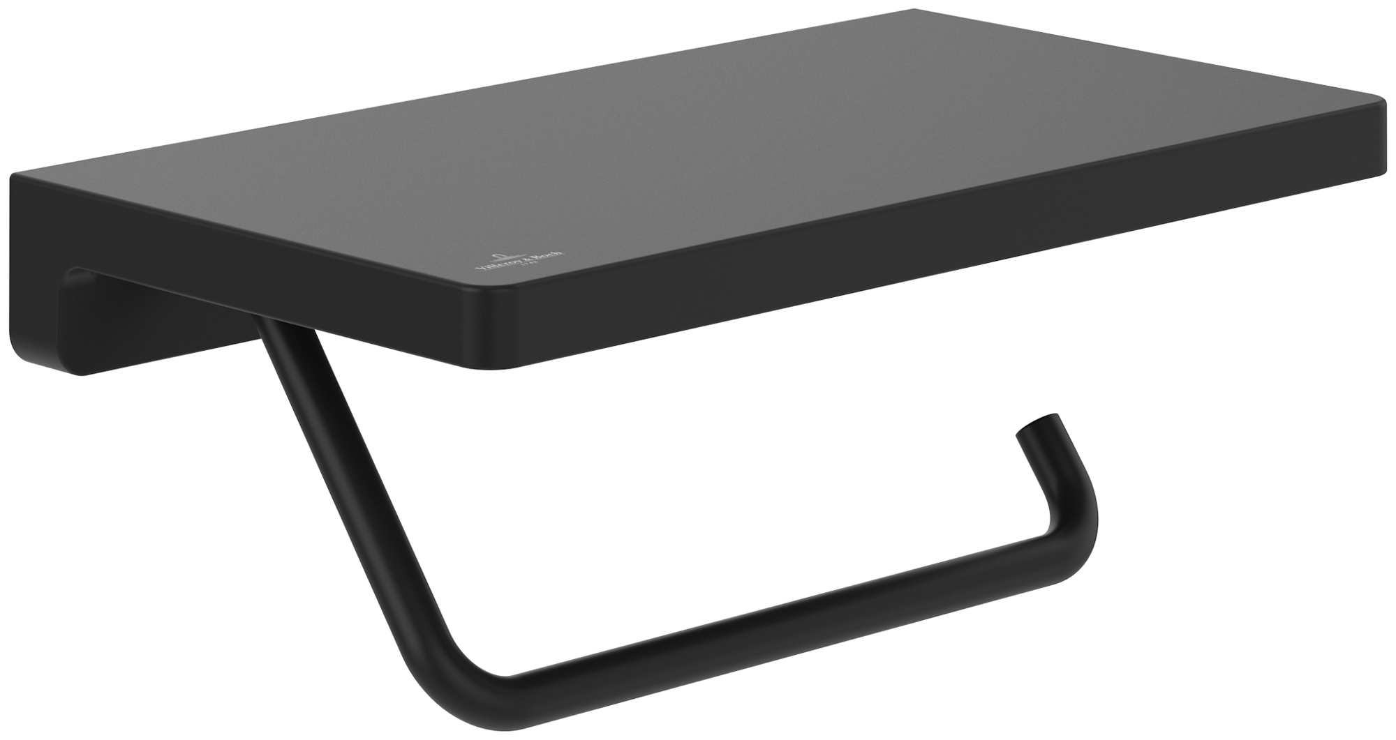 Villeroy & Boch Elements - Striking Dérouleur de papier toilette avec étagère, 200x110x79mm, Matt Black