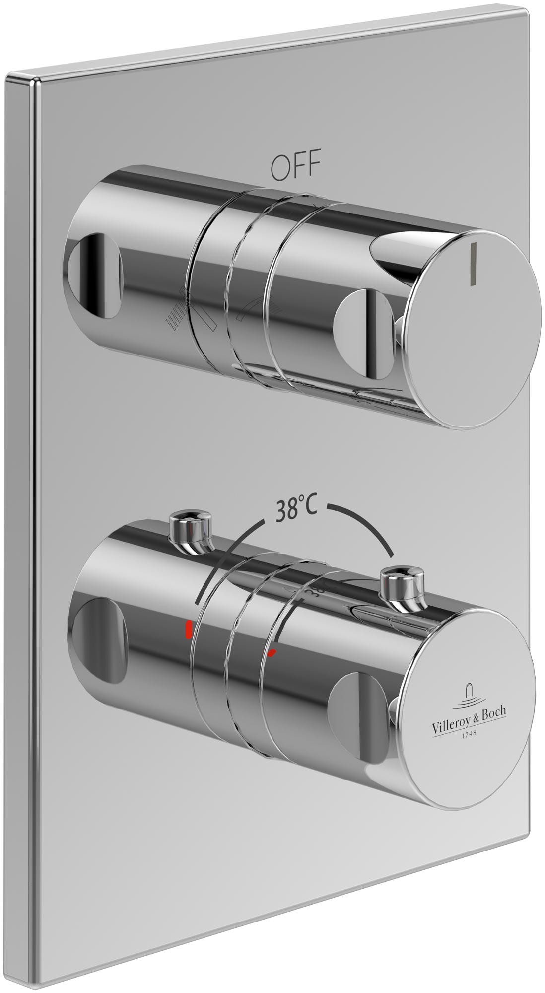 Villeroy & Boch Universal Taps & Fittings Concealed thermostat with two function volume control,for Shower, Angular, Chrome