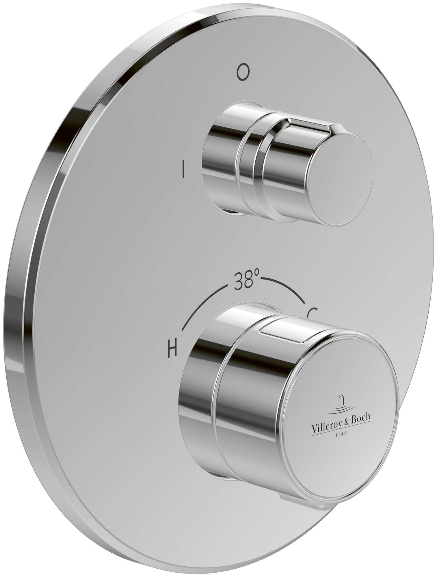 Villeroy & Boch Universal Taps & Fittings Concealed thermostat with two function volume control,for Shower, Round, Chrome