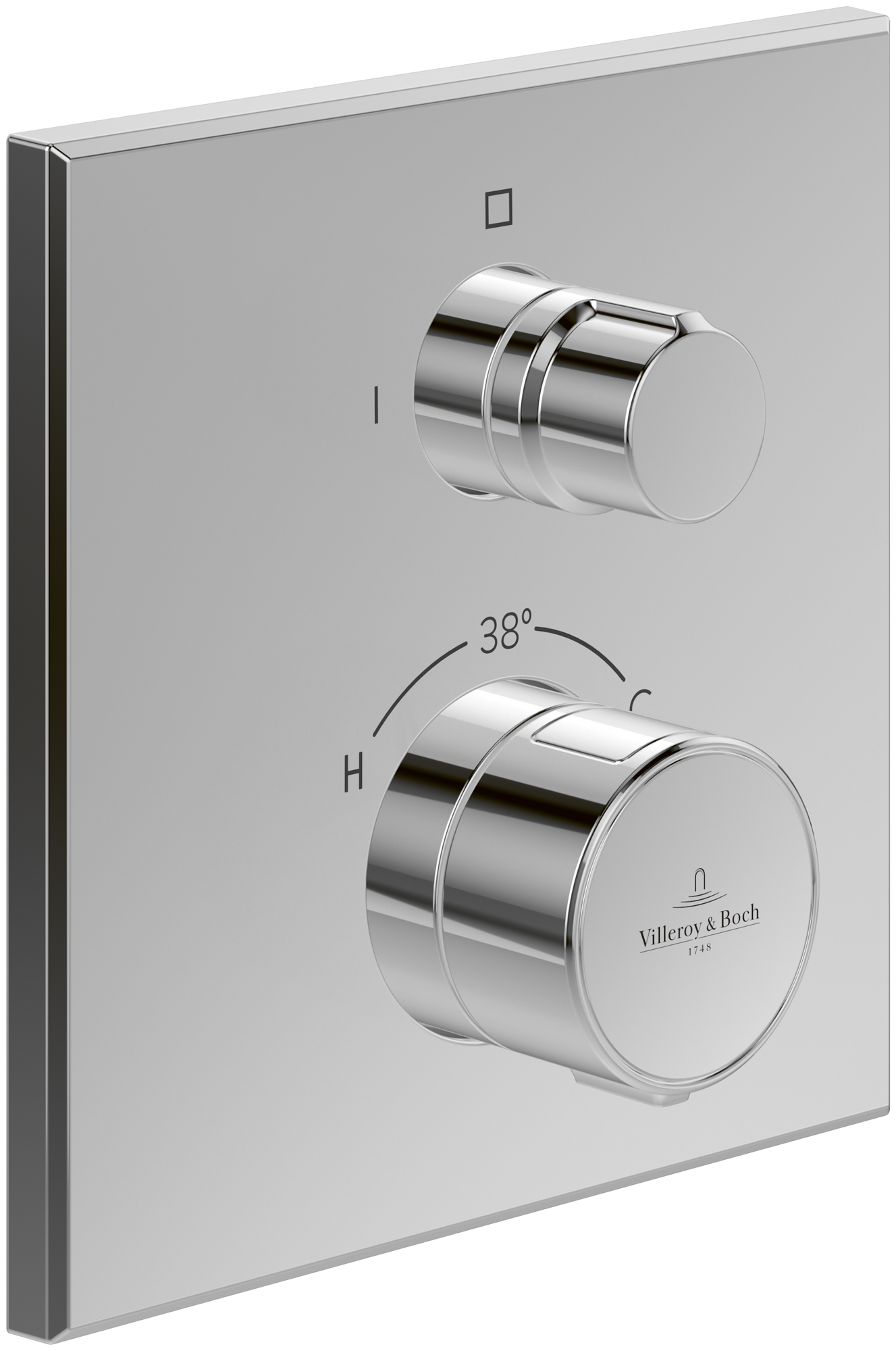 Villeroy & Boch Universal Taps & Fittings Concealed thermostat with two function volume control,for Shower, Angular, Chrome