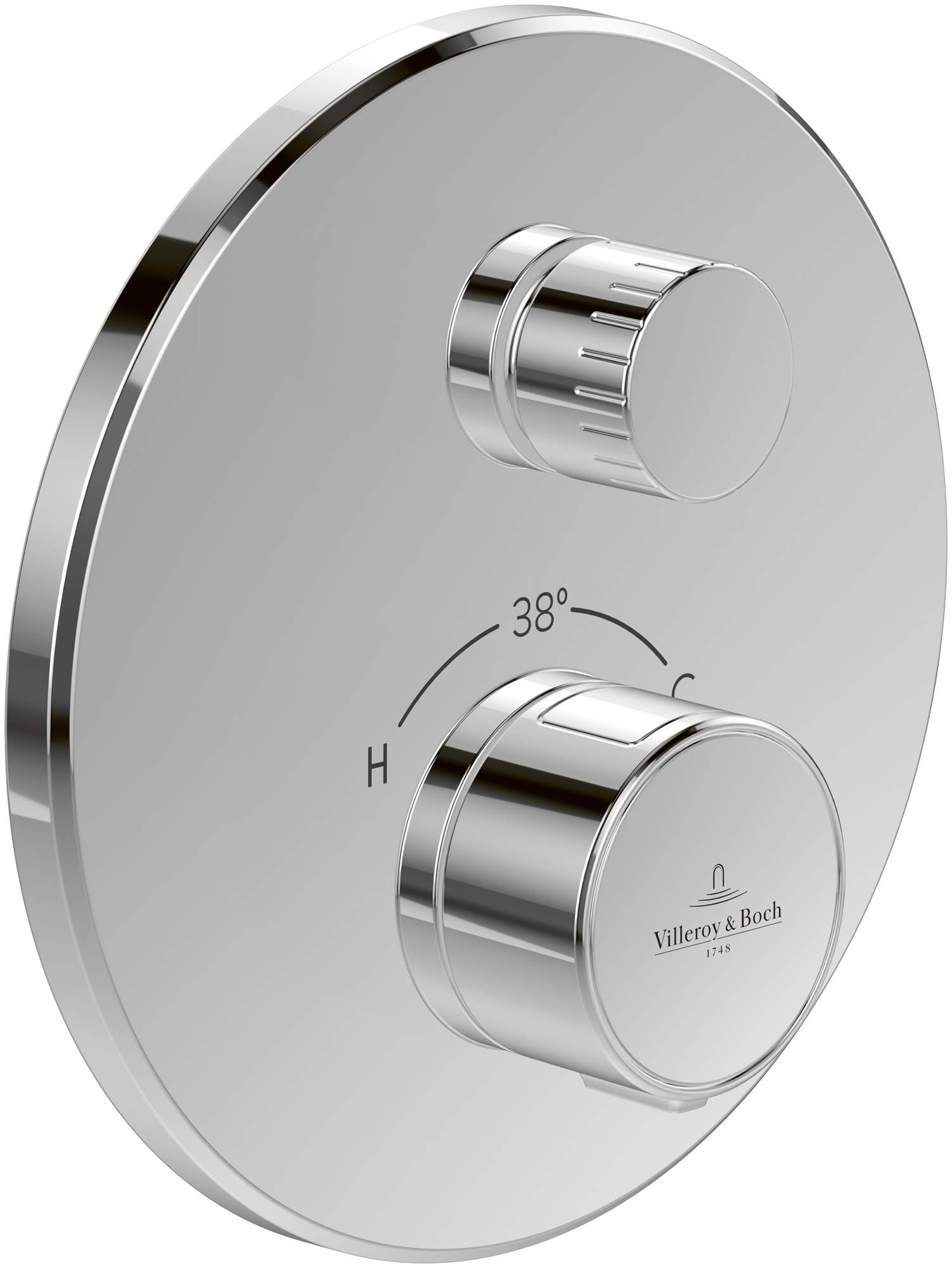 Villeroy & Boch Universal Taps & Fittings Unterputz-Thermostat mit Einwege-Mengenregulierung,für Dusche, Rund, Chrom