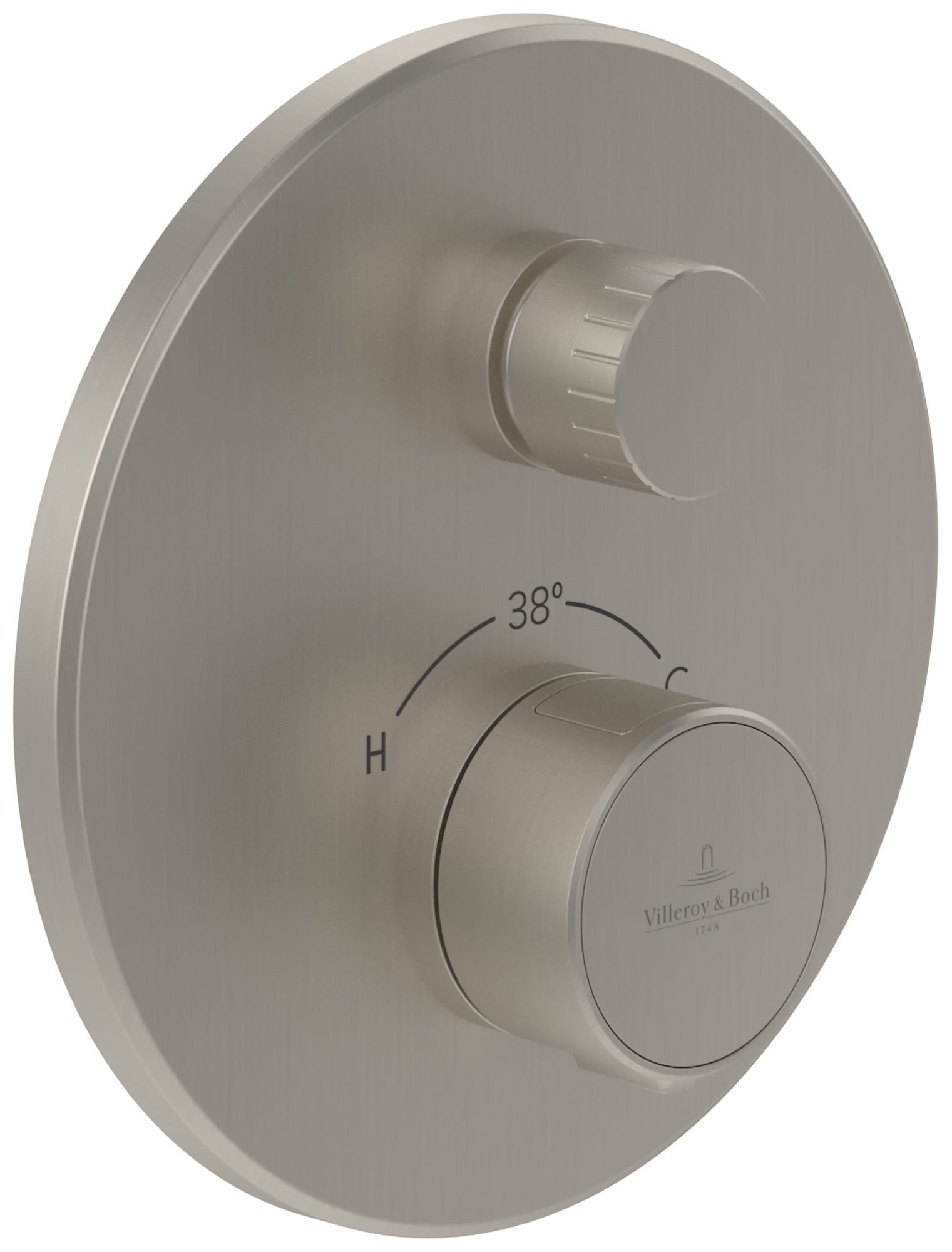 Villeroy & Boch Universal Taps & Fittings Unterputz-Thermostat mit Einwege-Mengenregulierung,für Dusche, Rund, Brushed Nickel Matt