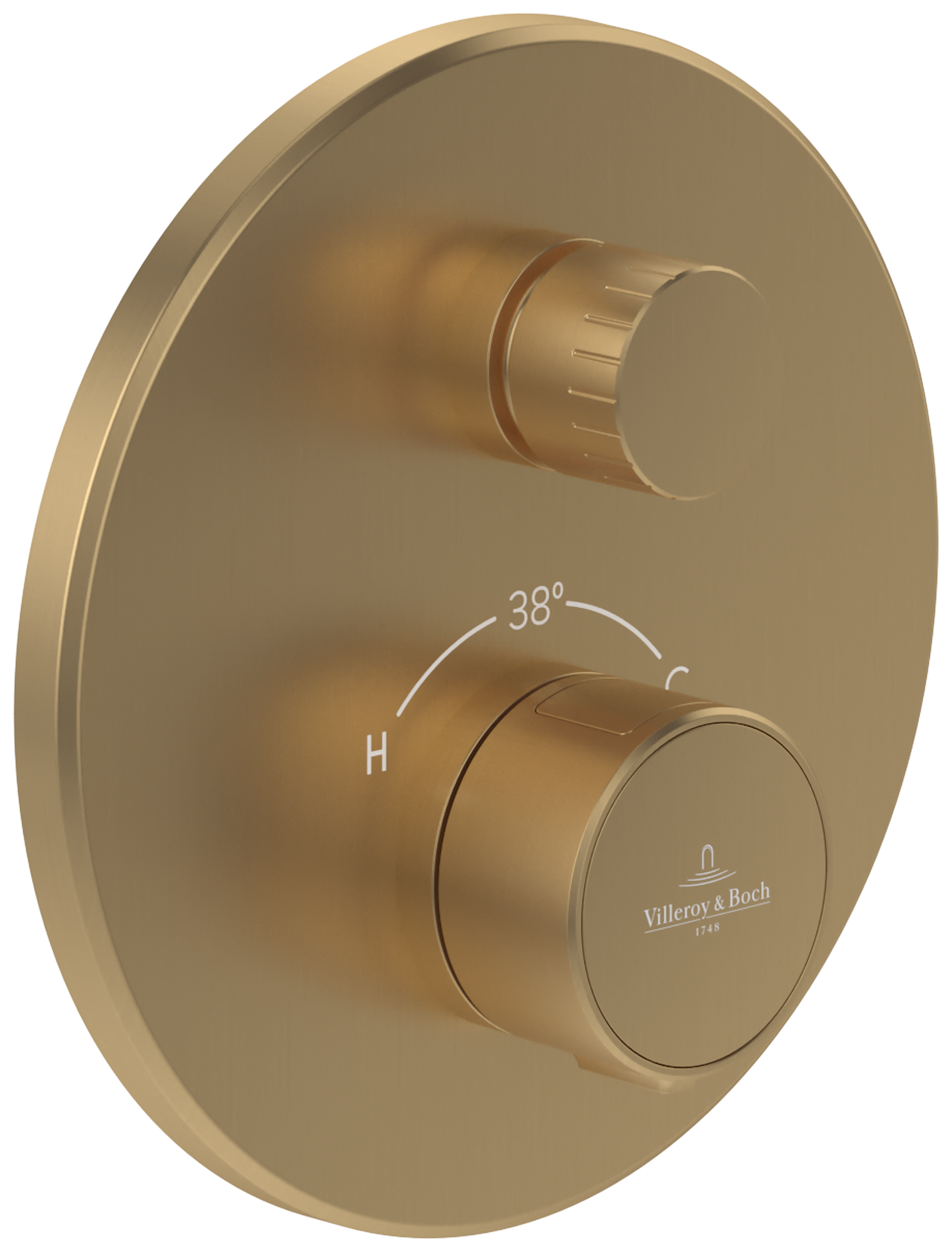 Villeroy & Boch Universal Taps & Fittings Thermostat encastrable avec régulateur de débit à une voie,pour Douche, Rond, Brushed Gold