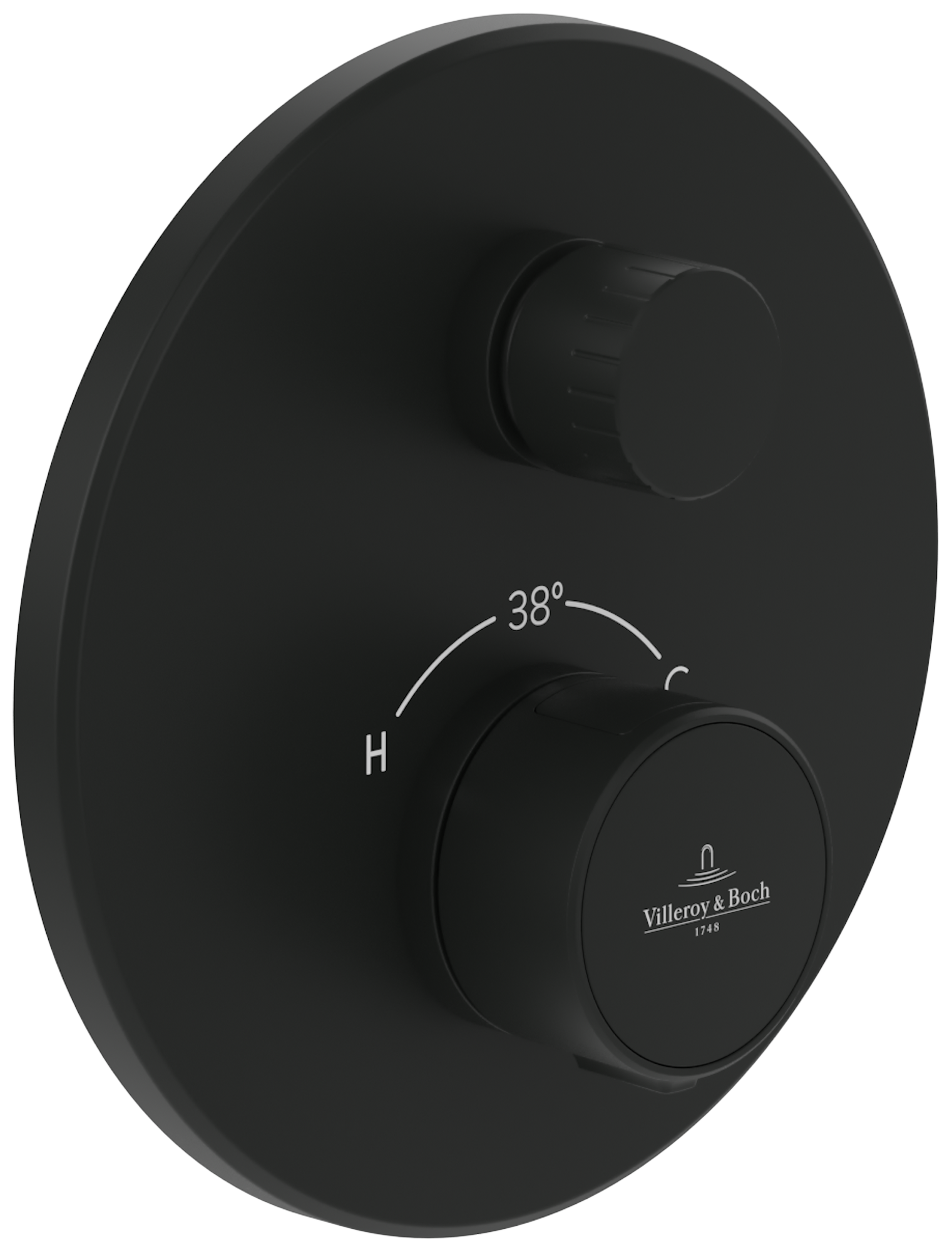 Villeroy & Boch Universal Taps & Fittings Unterputz-Thermostat mit Einwege-Mengenregulierung,für Dusche, Rund, Matt Black