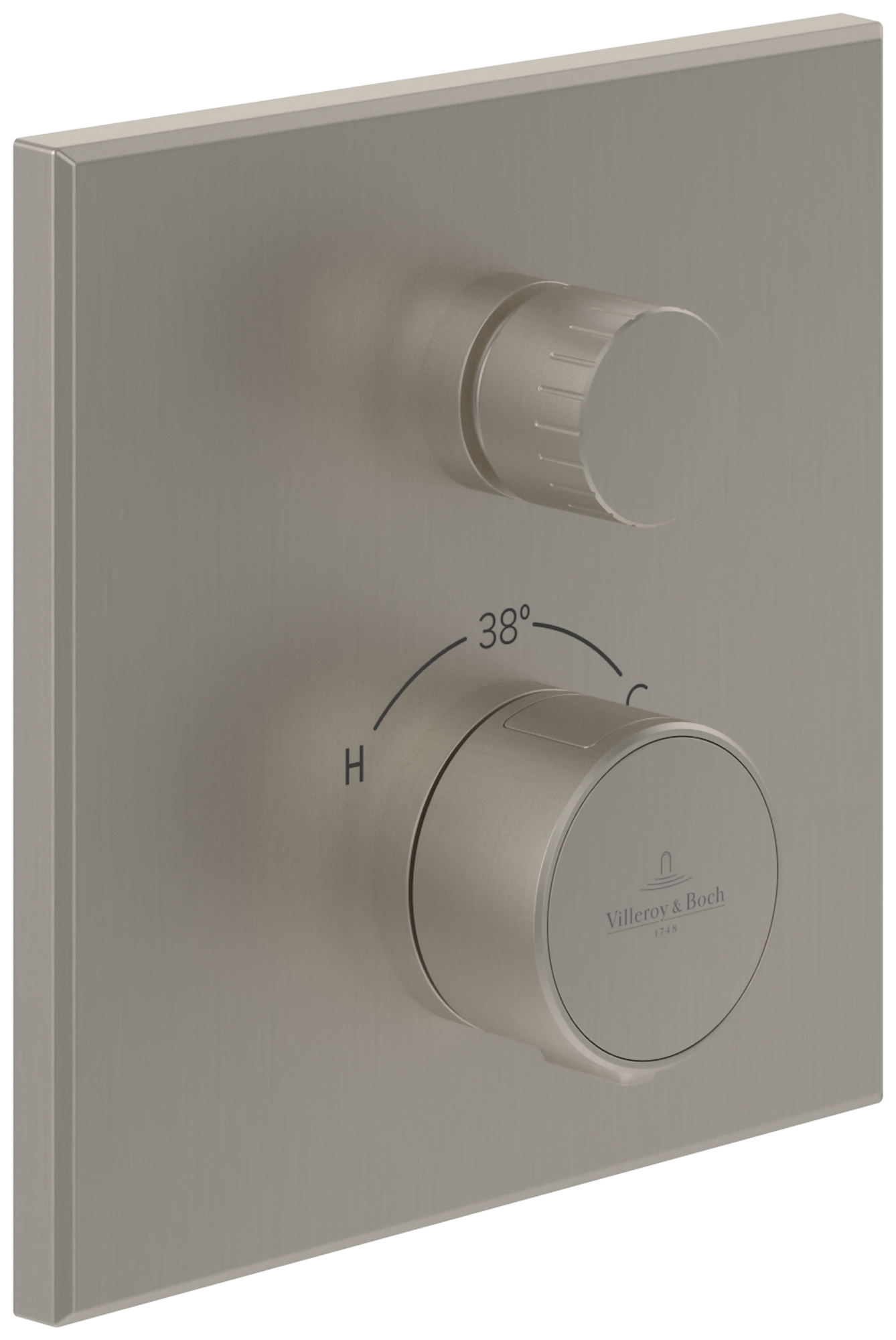 Villeroy & Boch Universal Taps & Fittings Unterputz-Thermostat mit Einwege-Mengenregulierung,für Dusche, Eckig, Brushed Nickel Matt