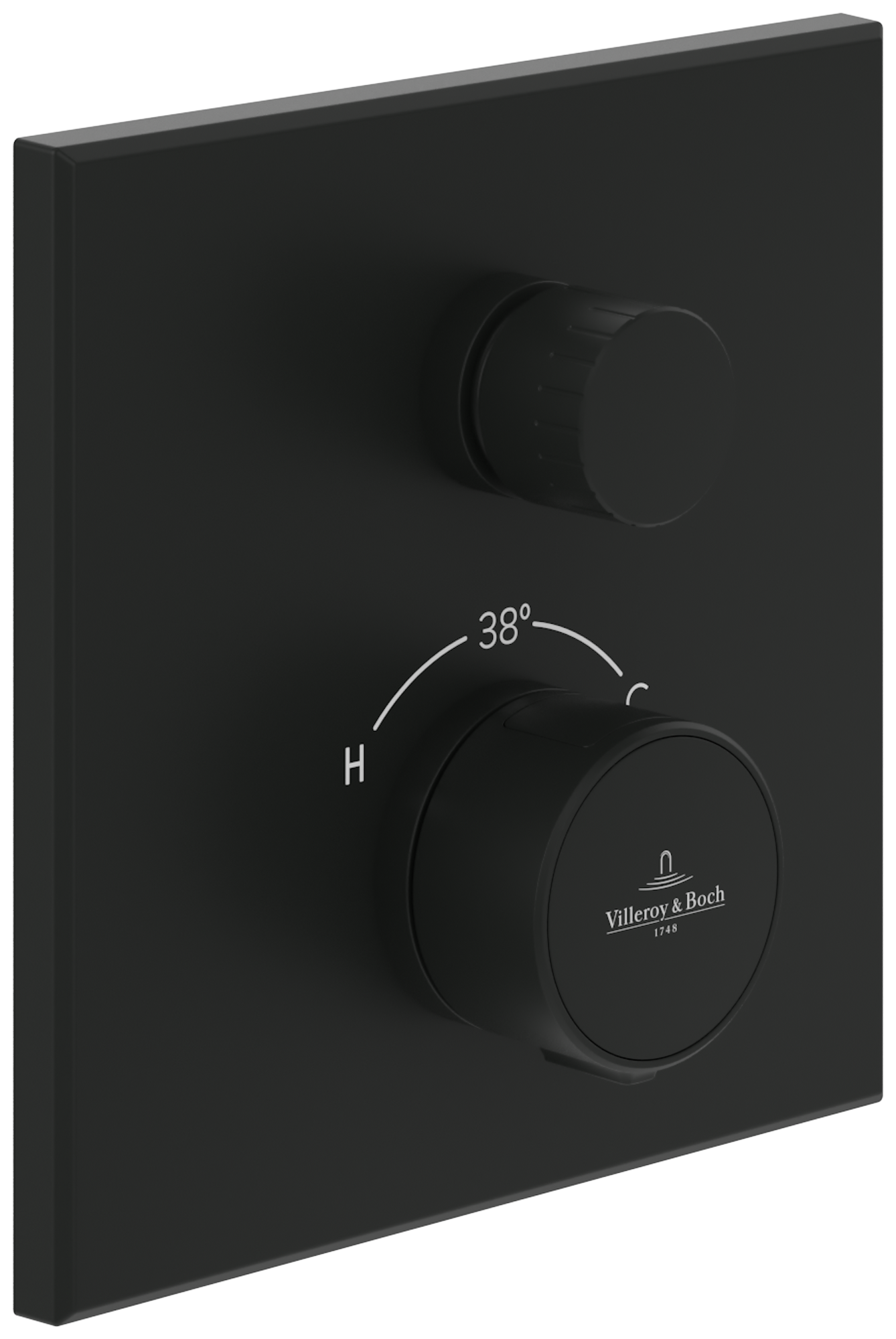 Villeroy & Boch Universal Taps & Fittings Unterputz-Thermostat mit Einwege-Mengenregulierung,für Dusche, Eckig, Matt Black