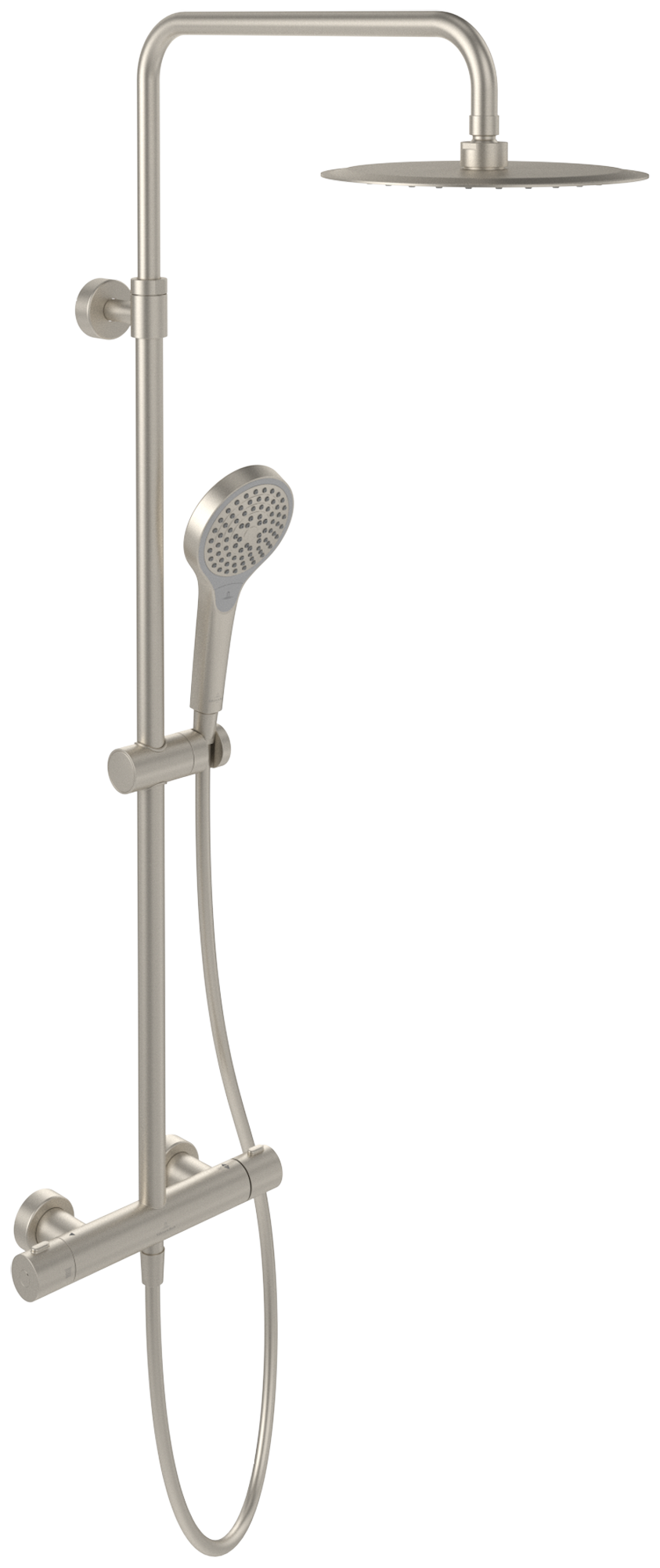 Villeroy & Boch Embrace PLUS Douchesysteem met drie functies, voor wandmontage, Brushed Nickel Matt