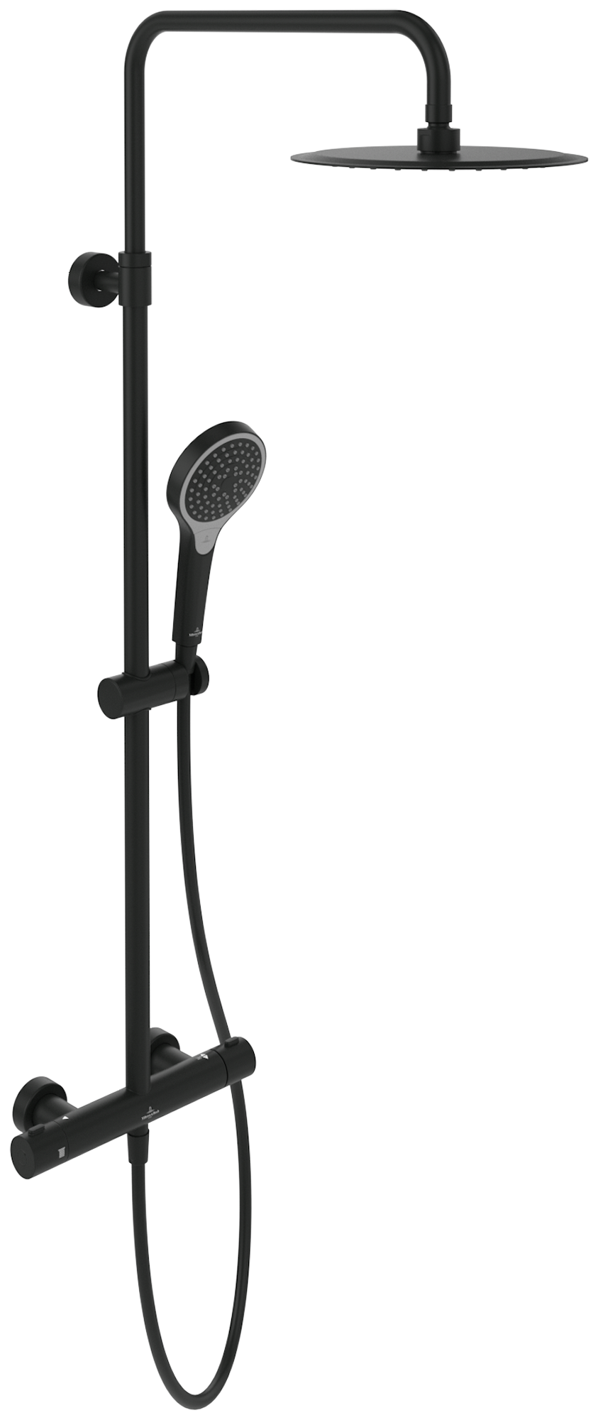 Villeroy & Boch Verve Showers Système de douche avec trois fonctions, pour montage mural, Matt Black