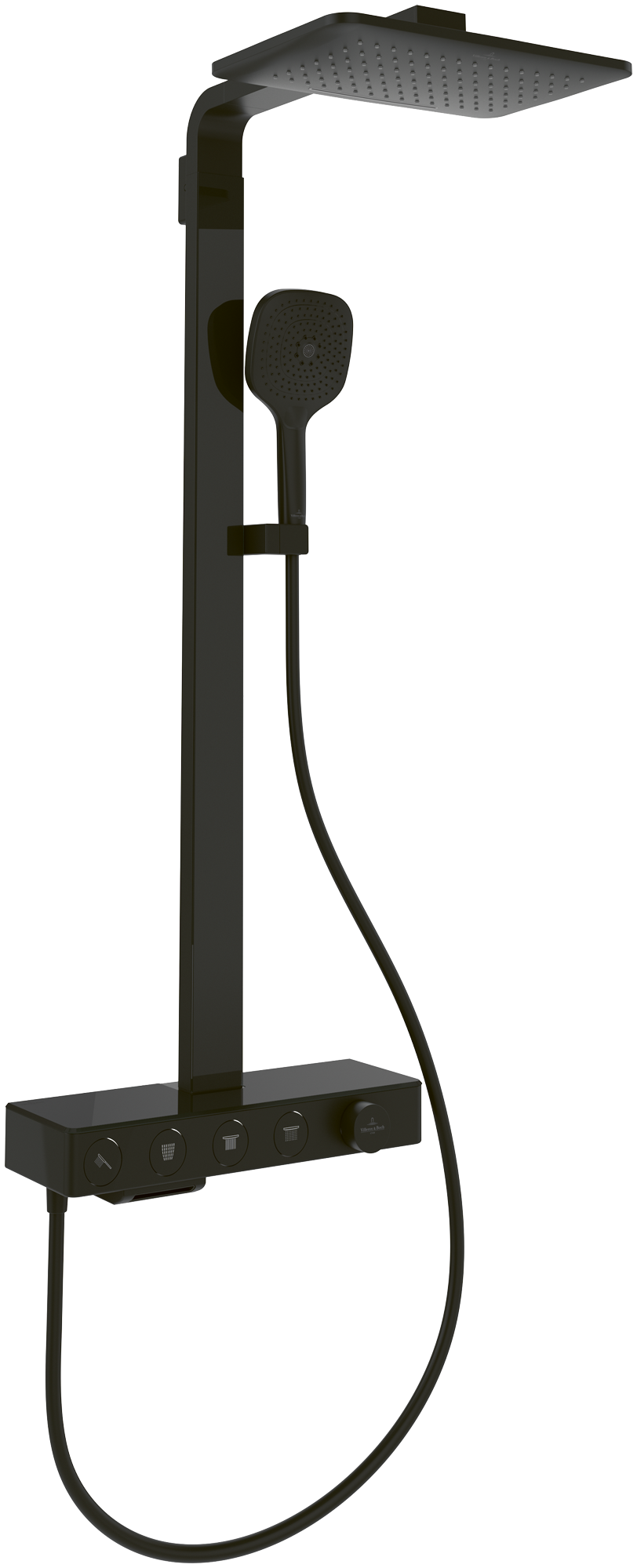 Villeroy & Boch Infinity Showers Duschsystem mit vier Funktionen, für Wandmontage, Matt Black