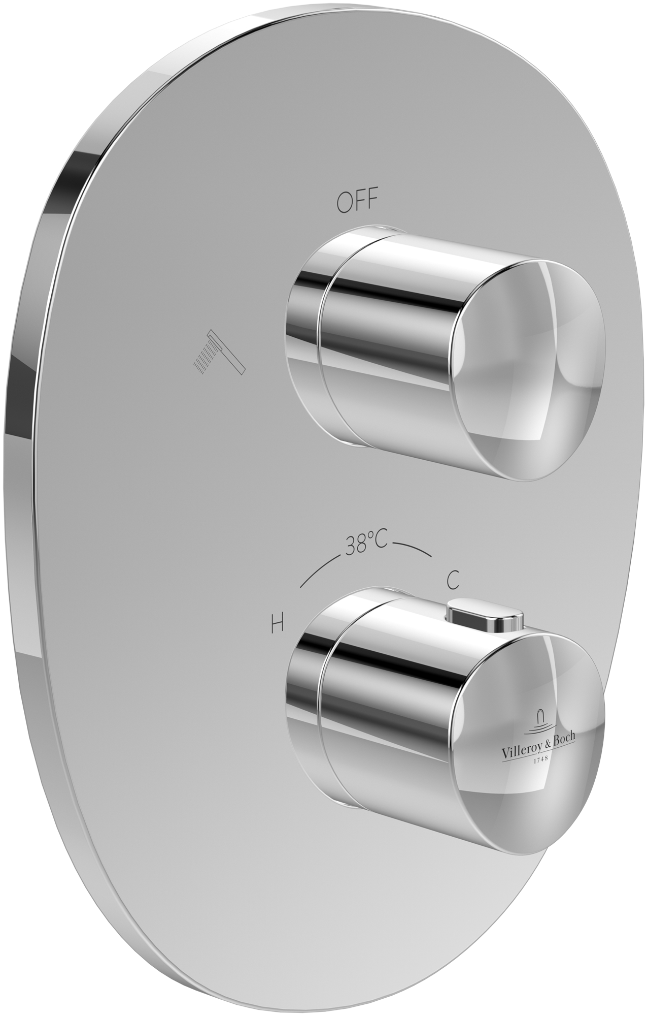 Villeroy & Boch Antao Concealed thermostat with two function volume control, Chrome