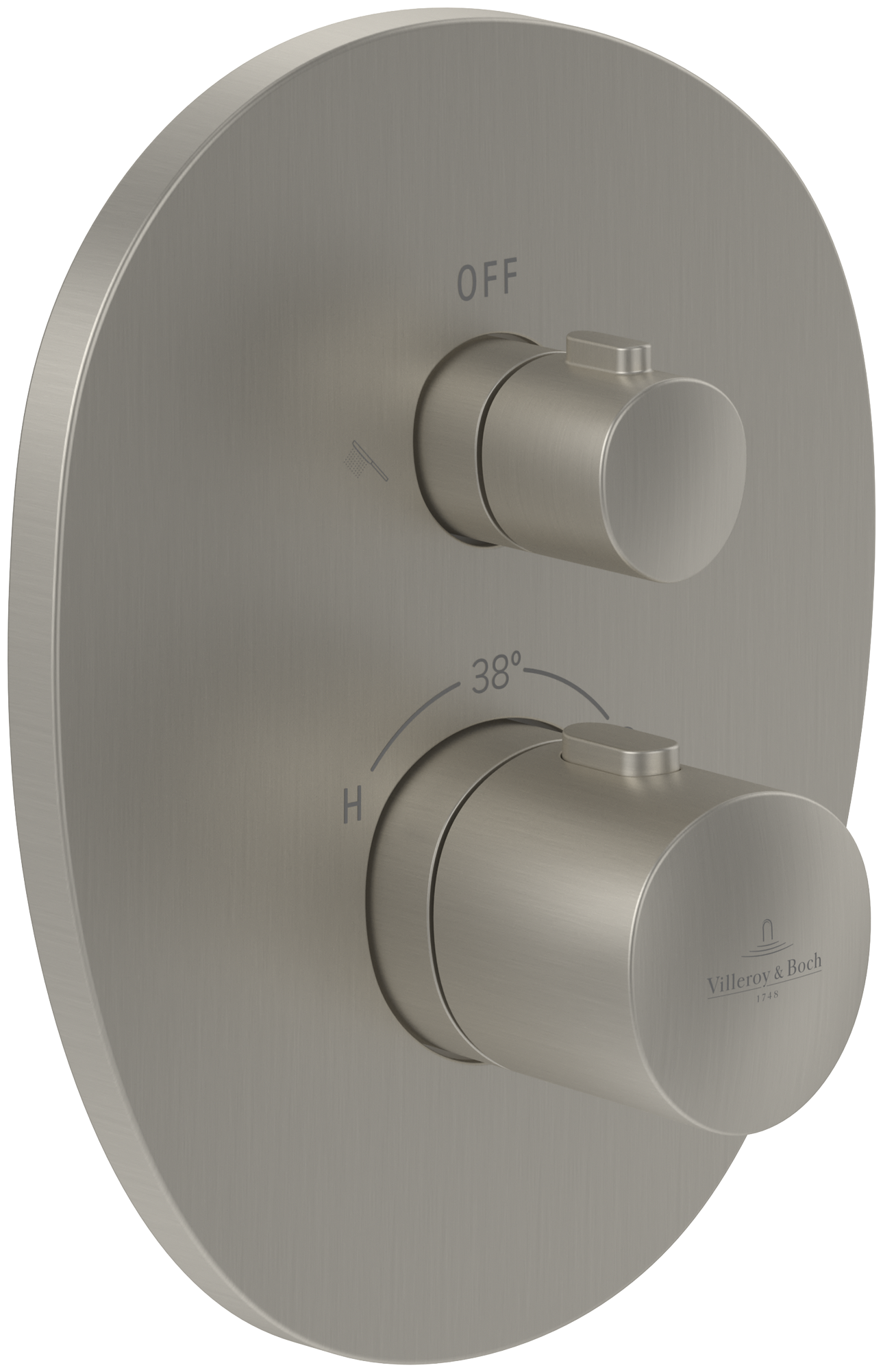 Villeroy & Boch Antao Concealed thermostat with two function volume control, Brushed Nickel Matt