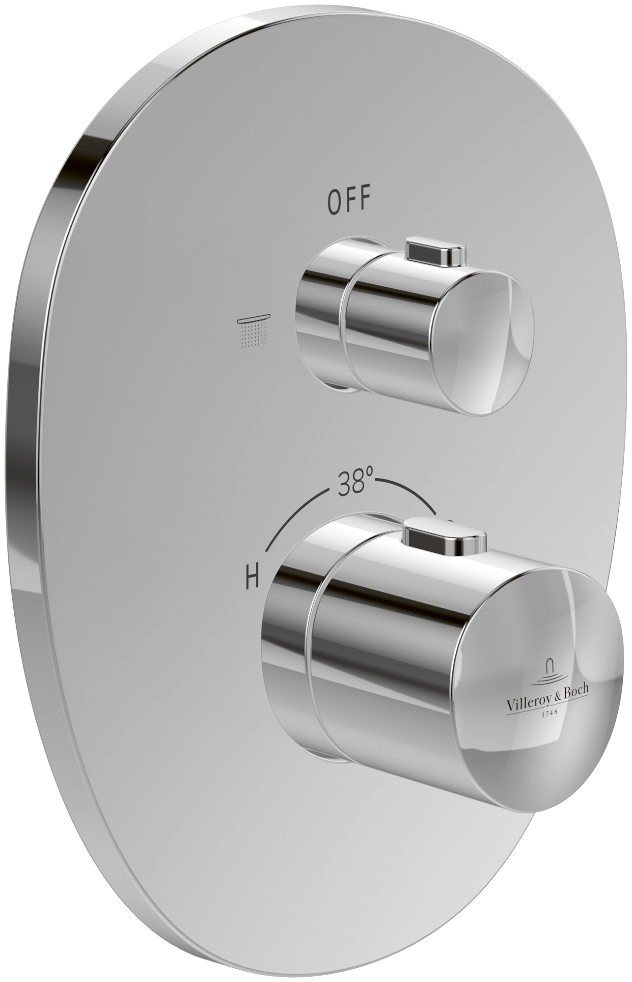 Villeroy & Boch Antao Concealed thermostat with one-way volume control, Chrome