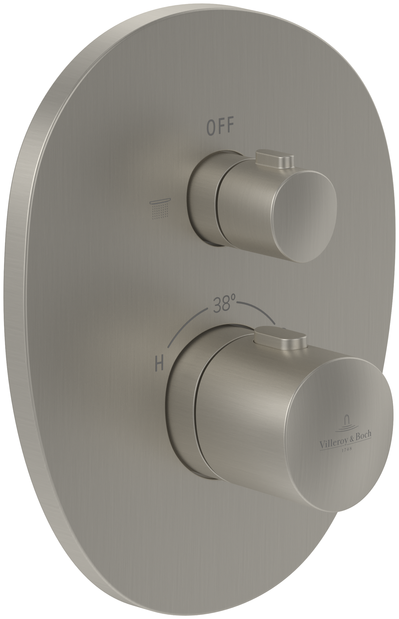 Villeroy & Boch Antao Concealed thermostat with one-way volume control, Brushed Nickel Matt