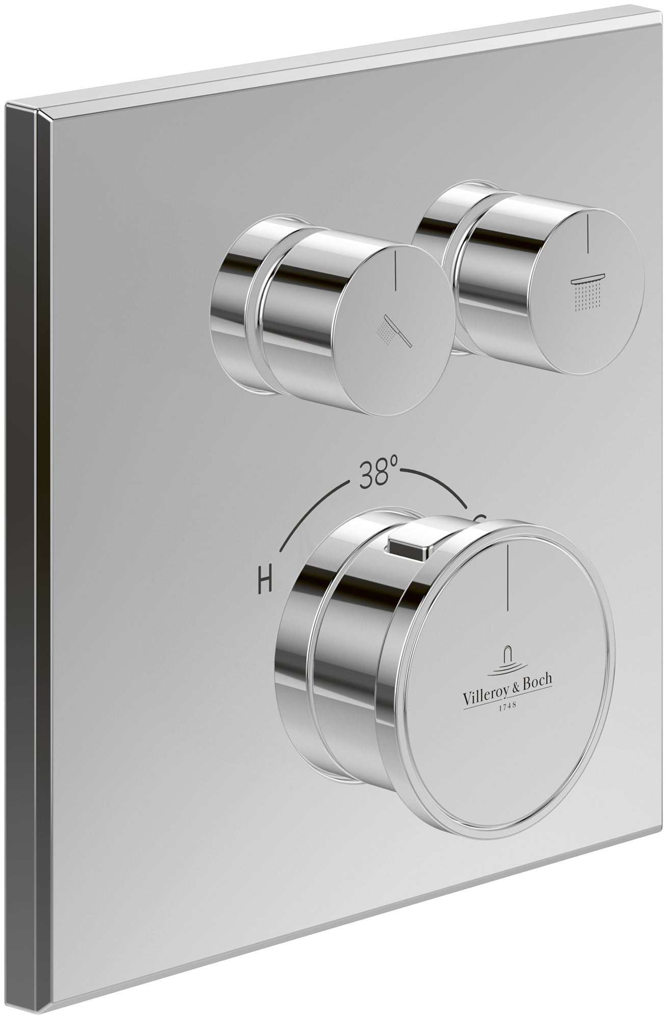 Villeroy & Boch Vea Unterputz-Thermostat mit Zweiwege-Mengenregulierung, Chrom