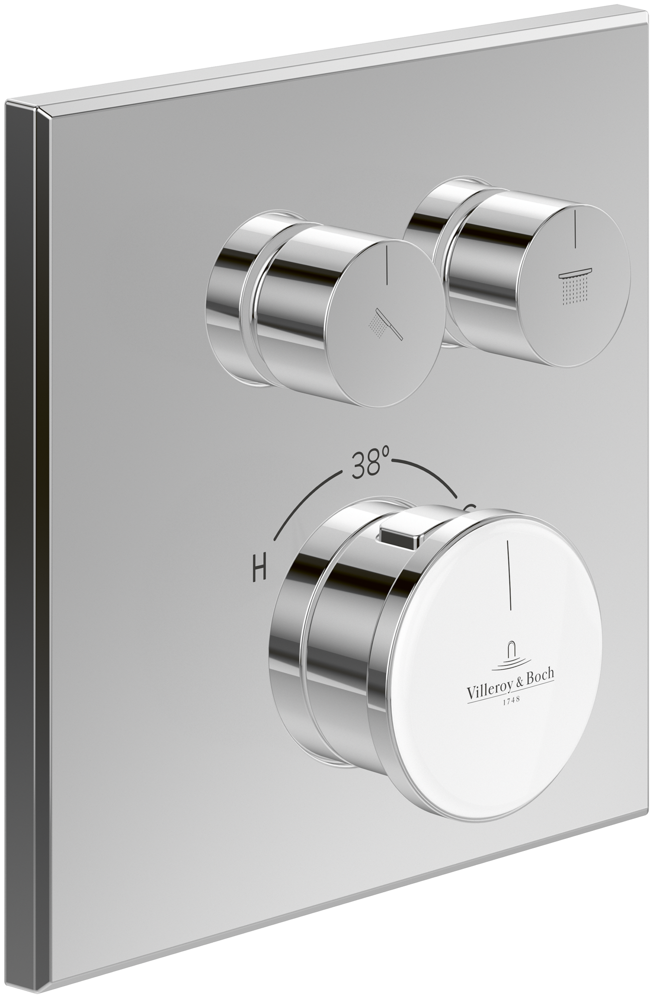 Villeroy & Boch Vea Unterputz-Thermostat mit Zweiwege-Mengenregulierung, Chrom