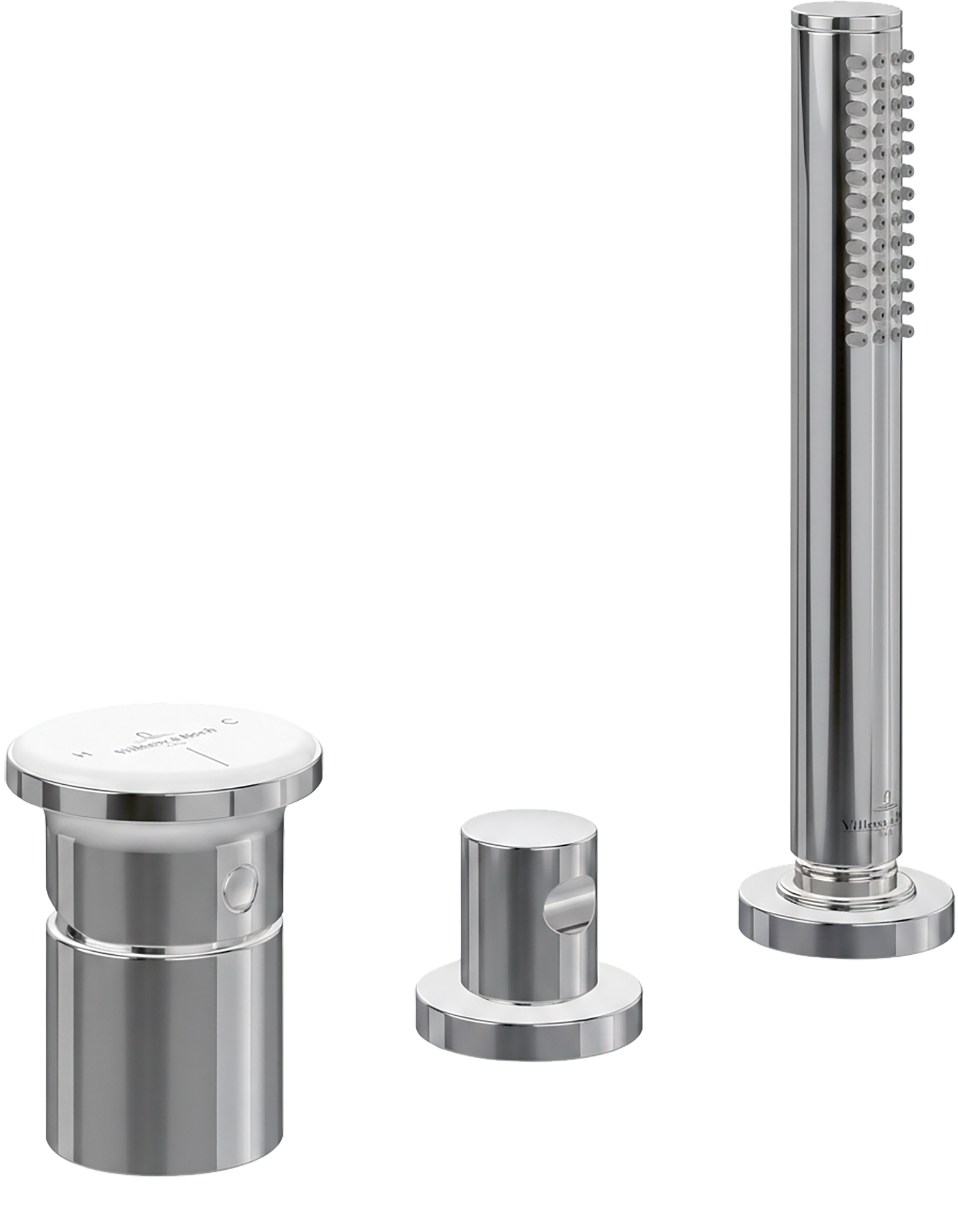 Villeroy & Boch Vea Dreiloch-Badewannenrandarmatur mit Handbrause, Chrom